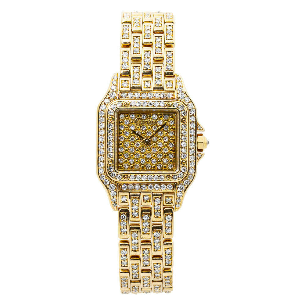 Cartier Panthere 8057917 Factory Diamond 18K Yellow Gold Ladies Watch 22mm