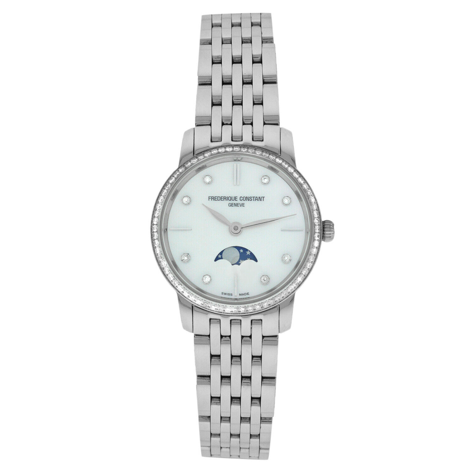 Frederique Constant Slimline Moonphase FC-206MPWD1SD6B Diamond MOP 30MM Watch