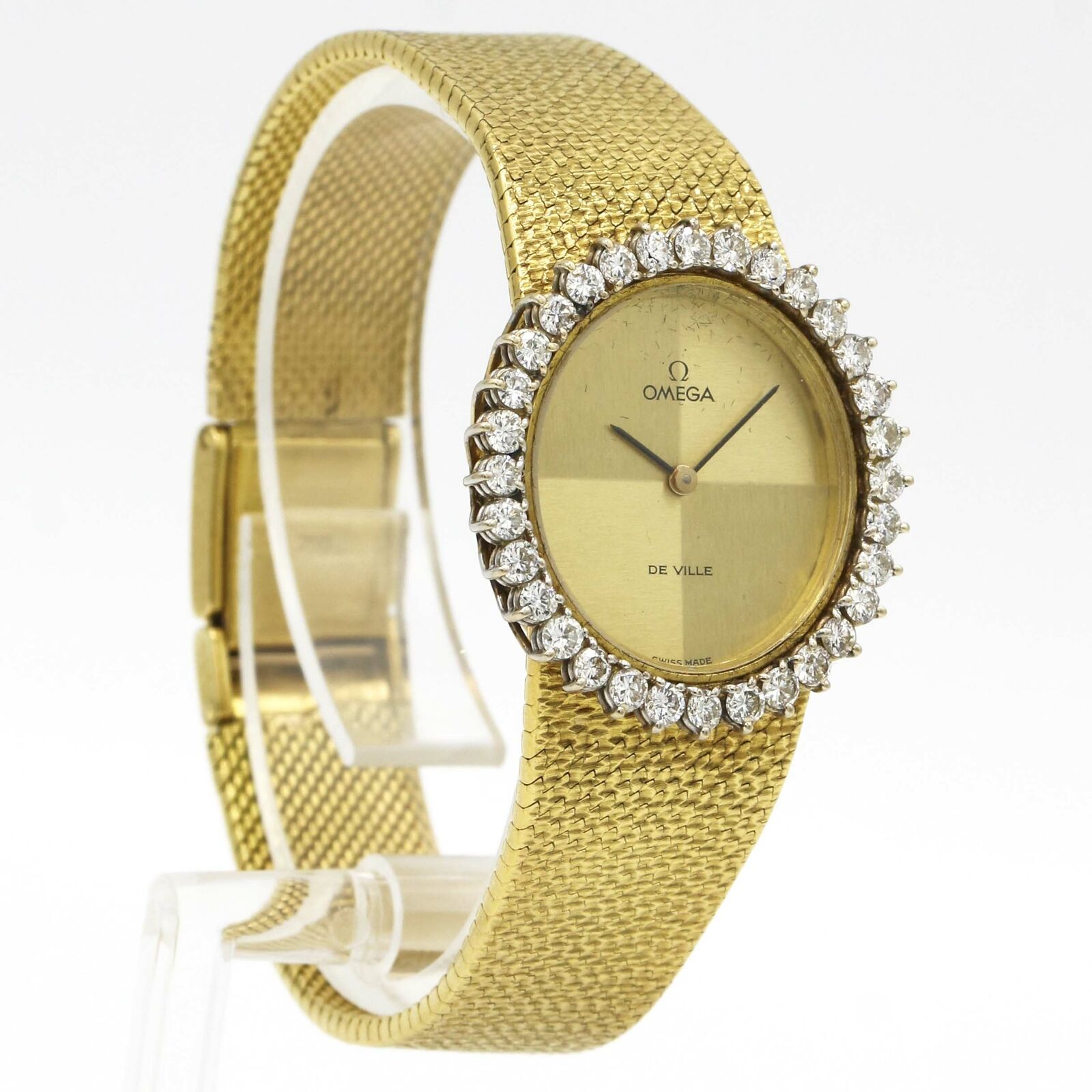 Omega DeVille 18k Gold Diamond Ladies Vintage Mechanical Watch 