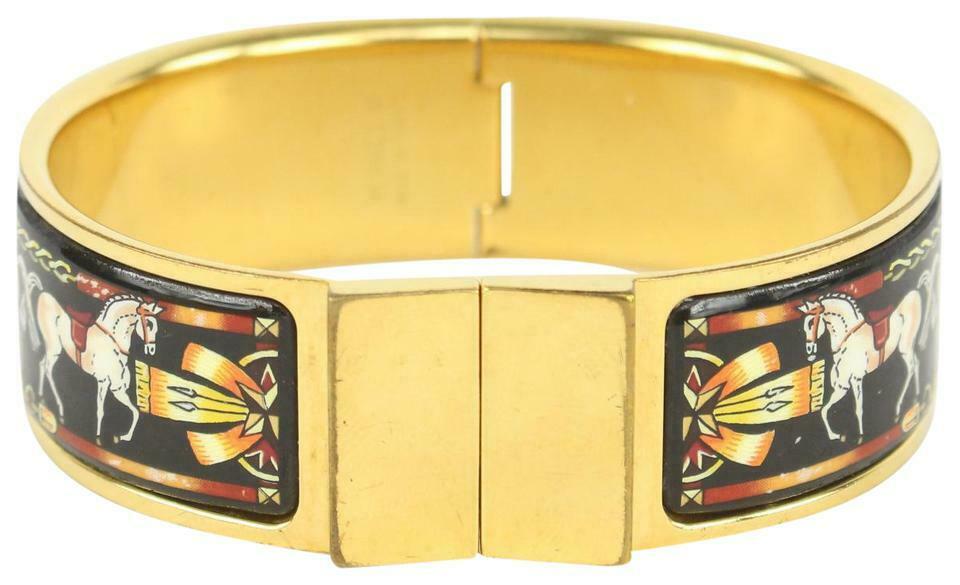 Hermès Black Enamel Cloisonne GM Clic Clack Cuff Bangle Bracelet 107h28