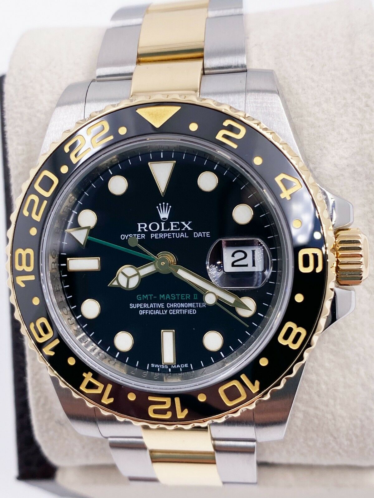 Rolex GMT Master II 116713 Black Dial 18K Yellow Gold Stainless Steel