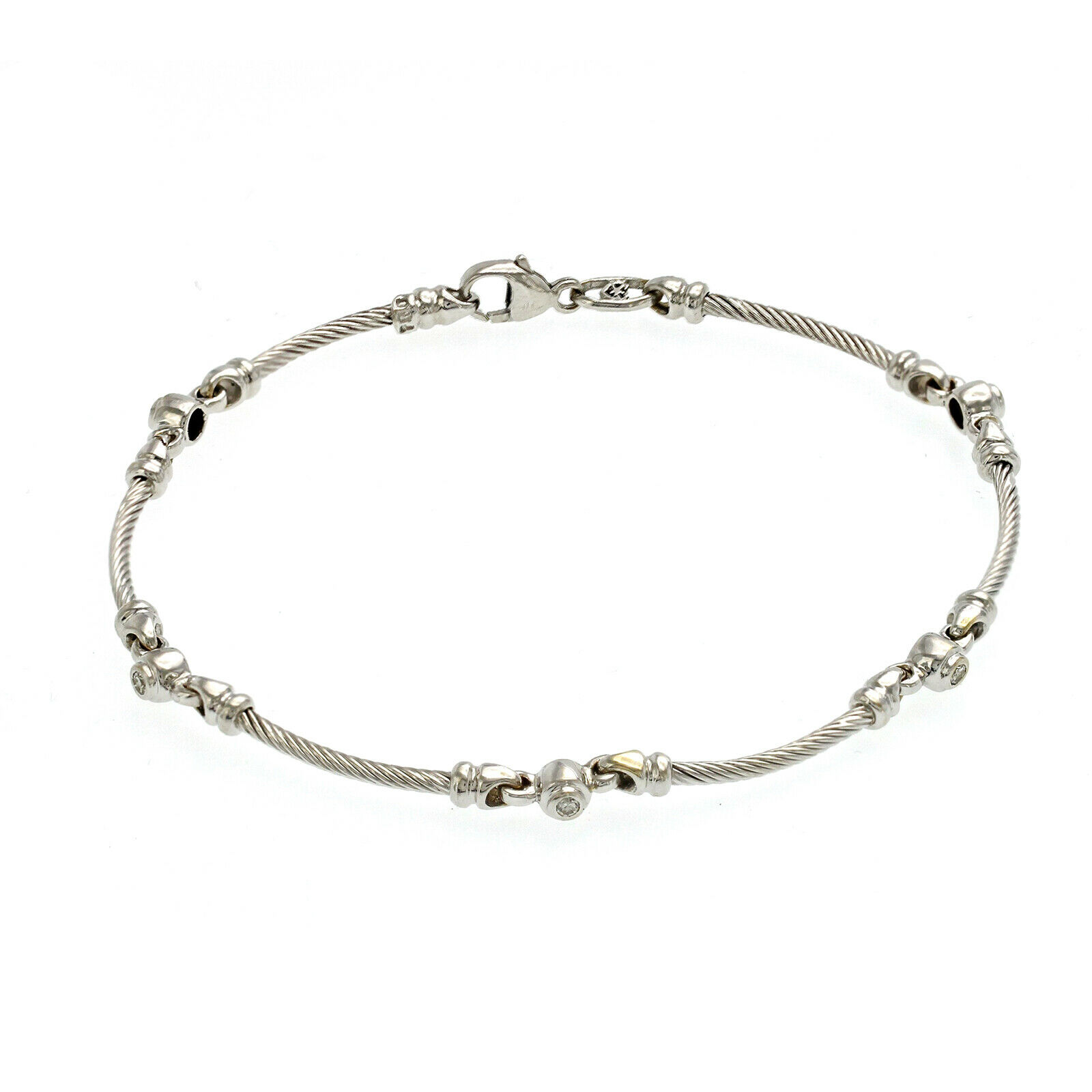Philippe Charriol 18K White Gold  Stainless steel Diamond Bracelet Size 7"