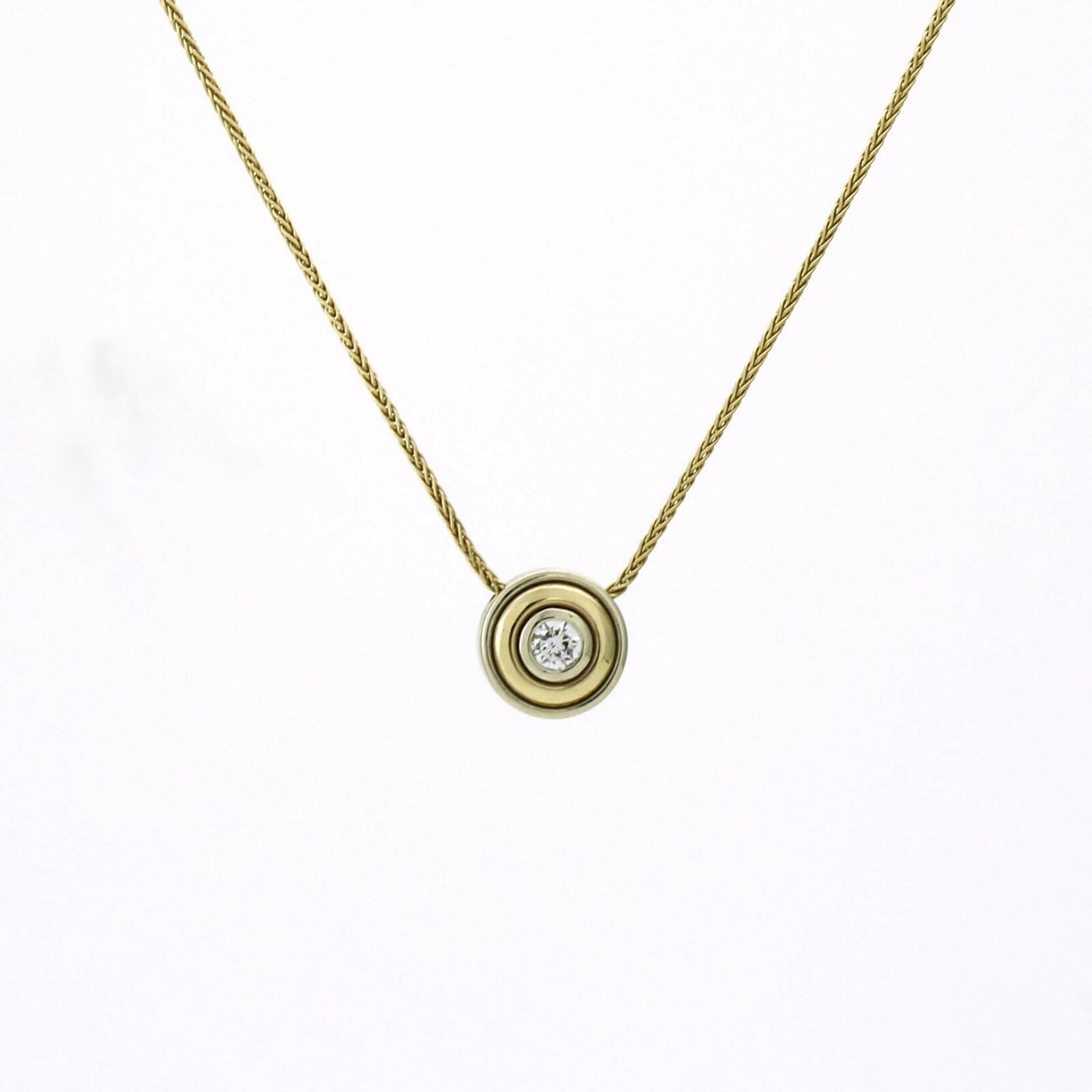 Women's Solitaire Diamond Pendant Necklace in Yellow Gold Classy Layer Style