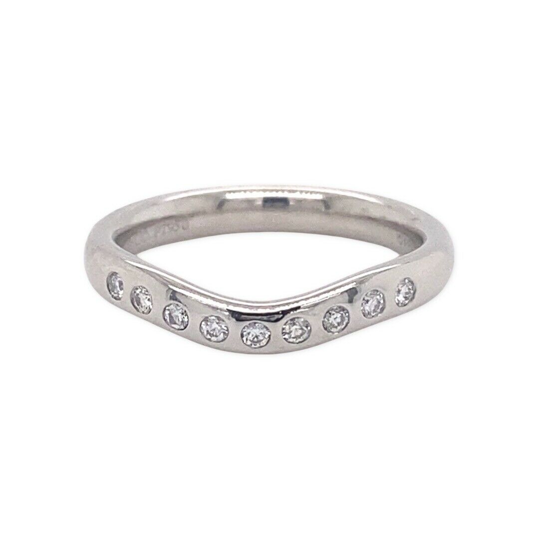 Tiffany & Co Elsa Peretti Diamond Curved Wedding Band Ring 3 MM  in Platinum