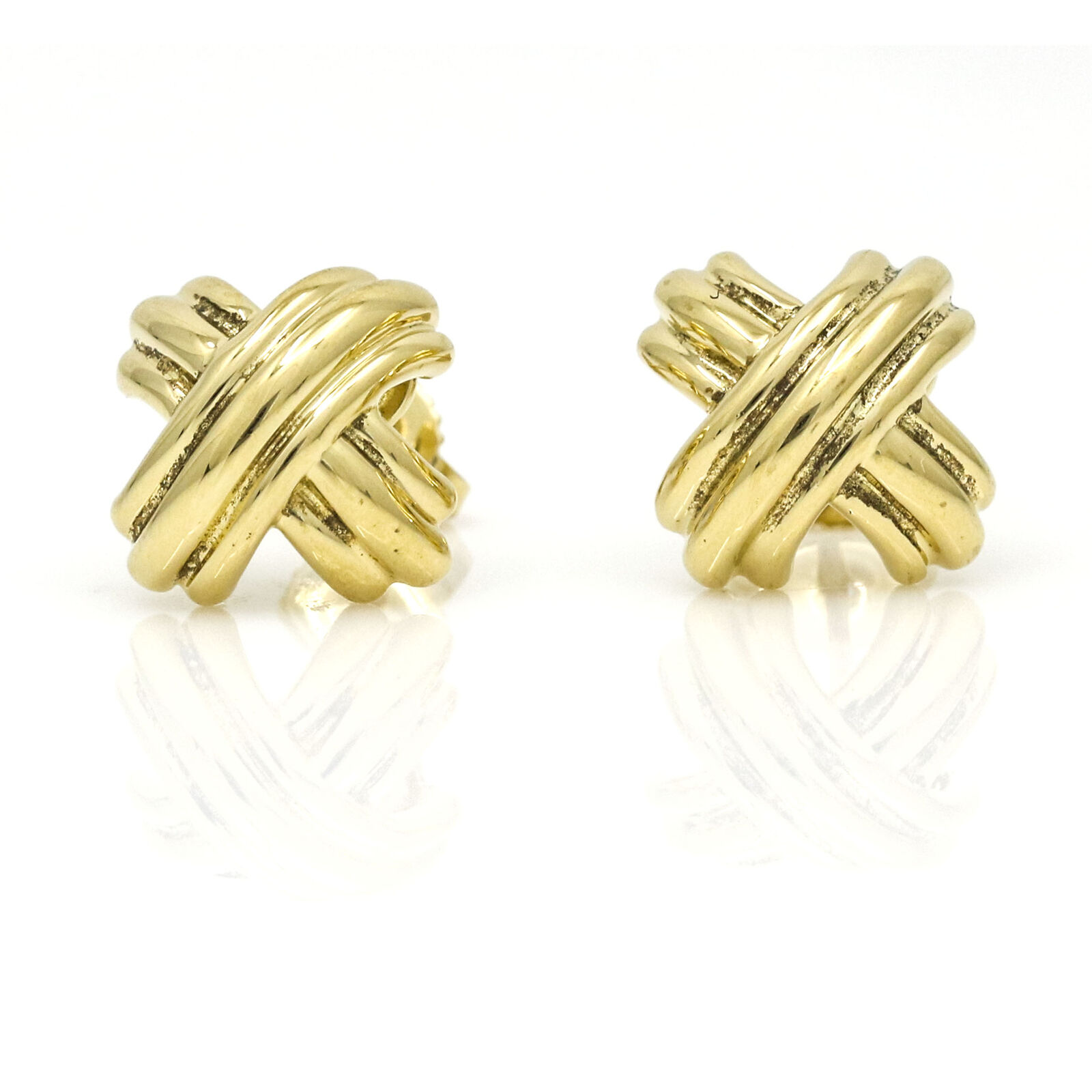 Tiffany  Co. Signature X Earrings in 18k Yellow Gold Medium Size Studs