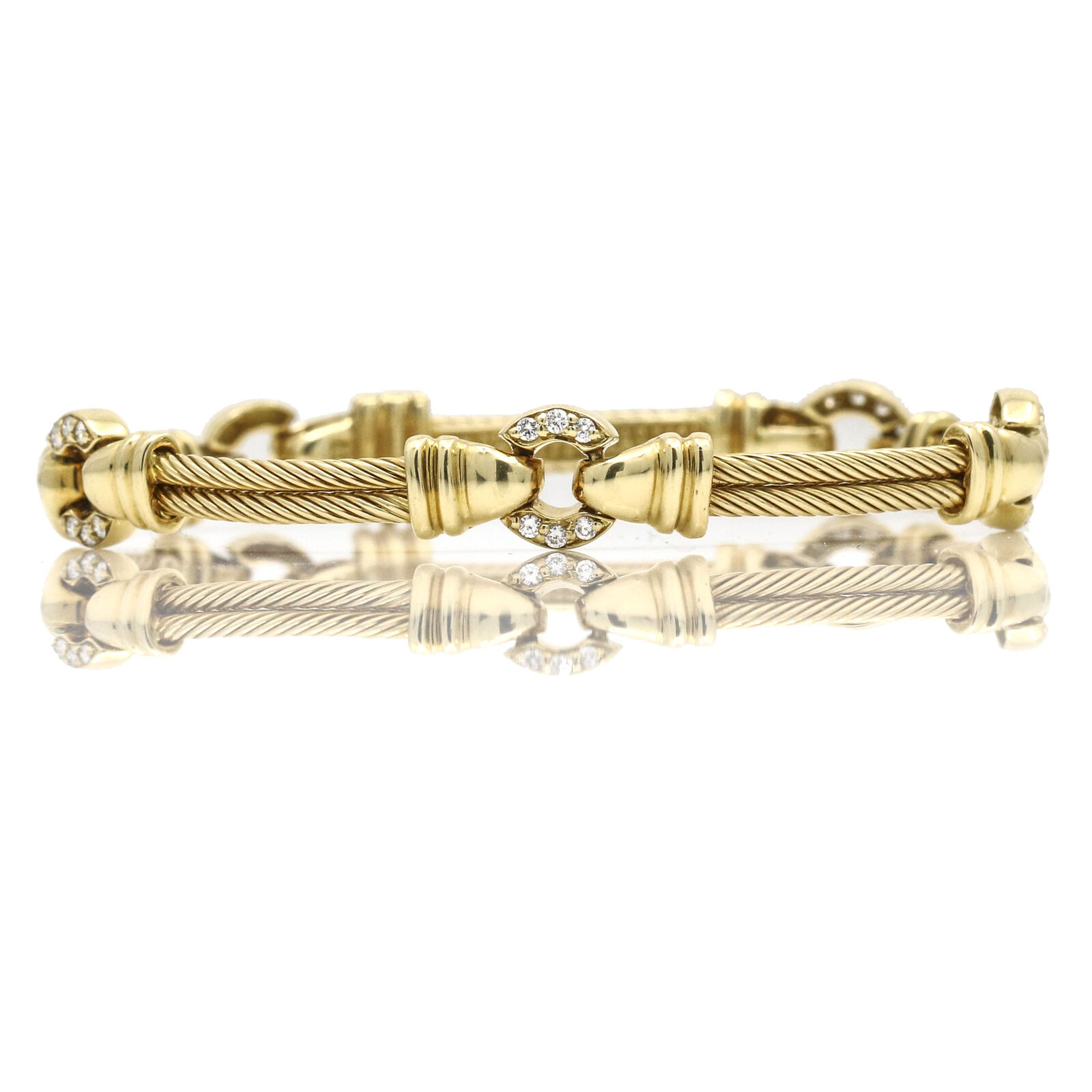 Philippe Charriol Diamond Cable Link Bracelet In 18k Yellow Gold