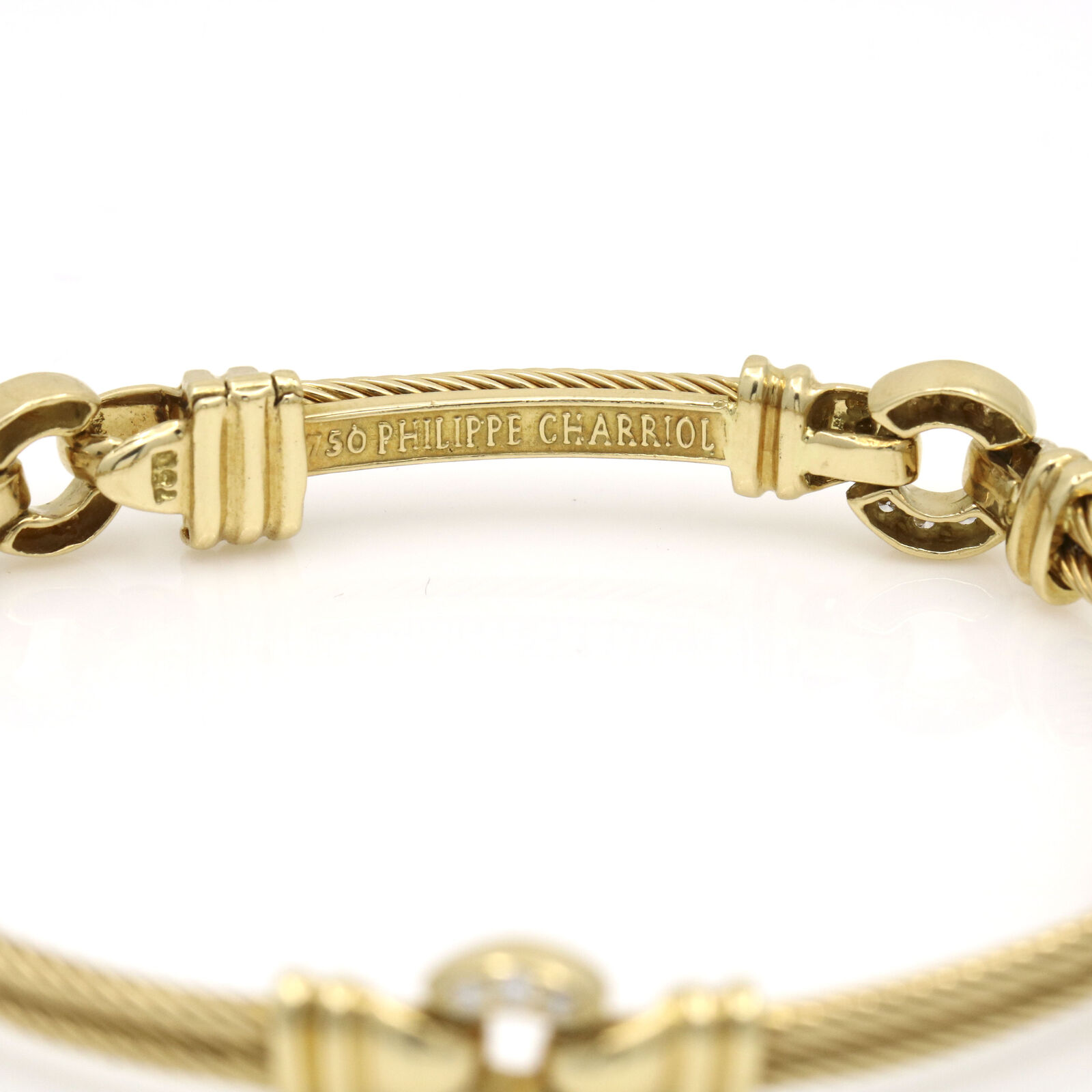 Philippe Charriol Diamond Cable Link Bracelet In 18k Yellow Gold