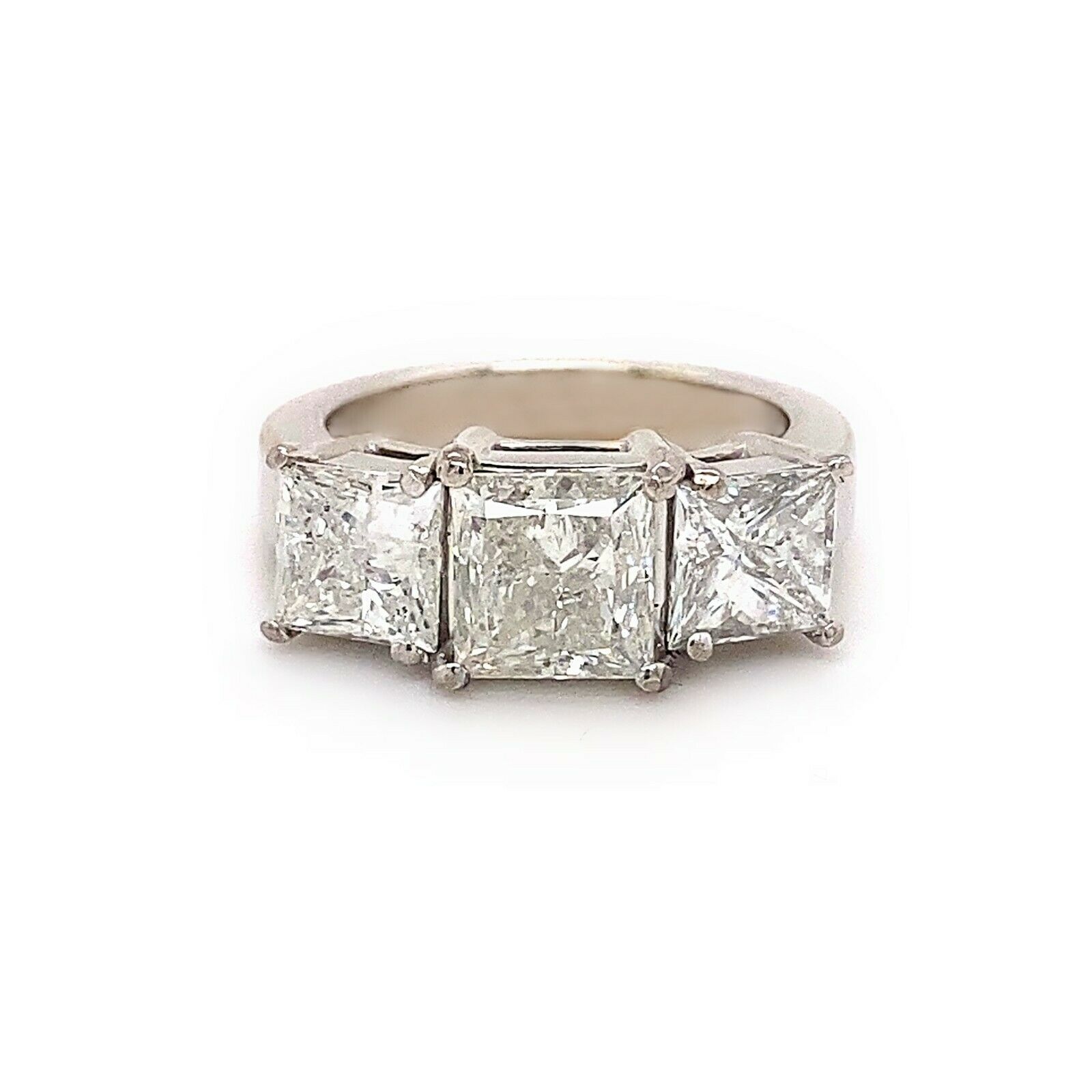 Three-Stone Princess Diamond 3.92 tcw Clarity Enhanced Engagement Ring 14kt WG