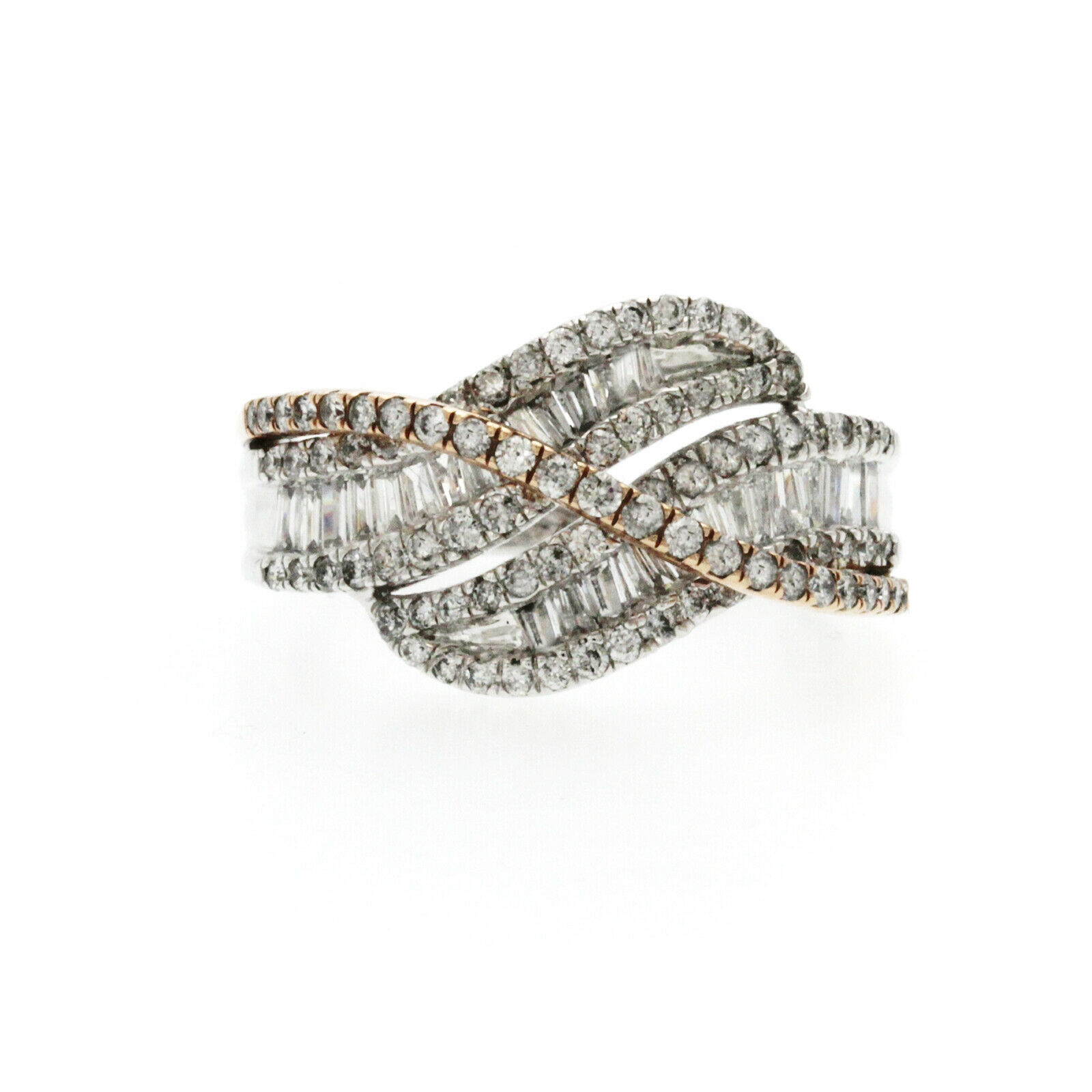 Ladies IKS 10K White  Rose Gold 1.03 ct Diamond Cocktail Bnad Ring Size 7