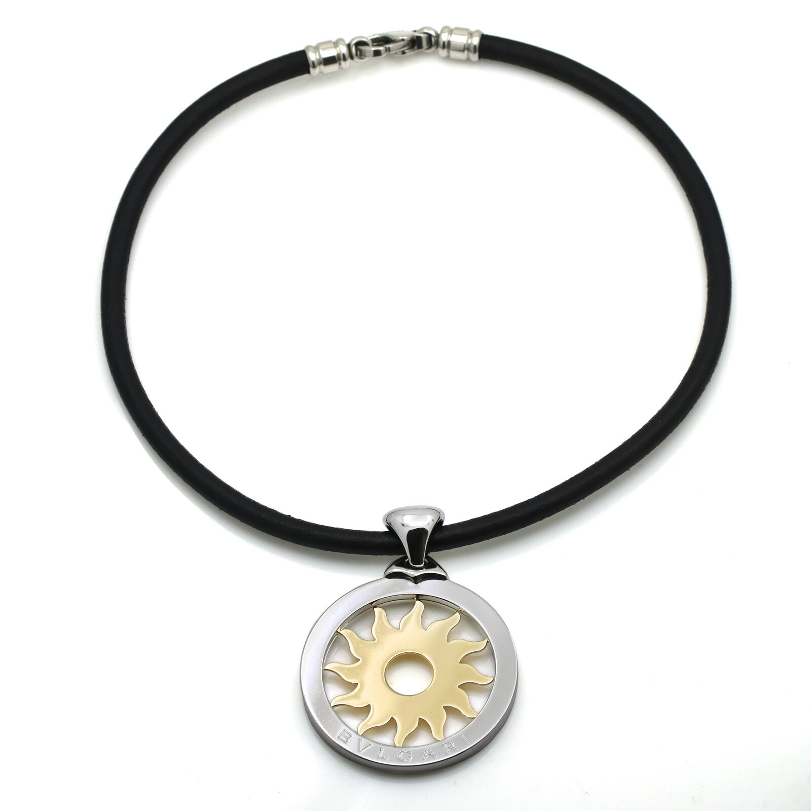 Bvlgari Bulgari XLarge Sun Pendant Choker Necklace in 18k Gold and Steel