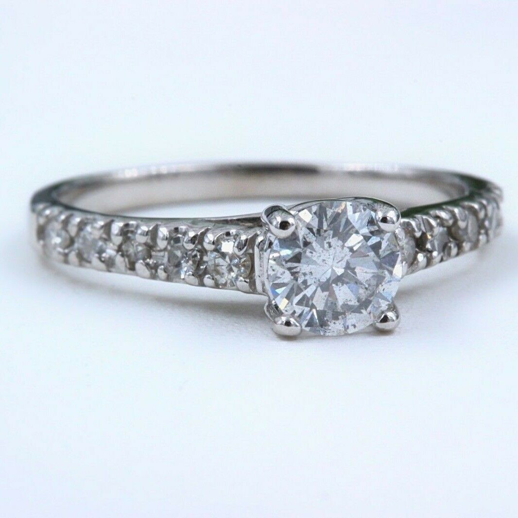 Round Diamond Engagement Ring 0.64 tcw Diamond Band in 14k White Gold