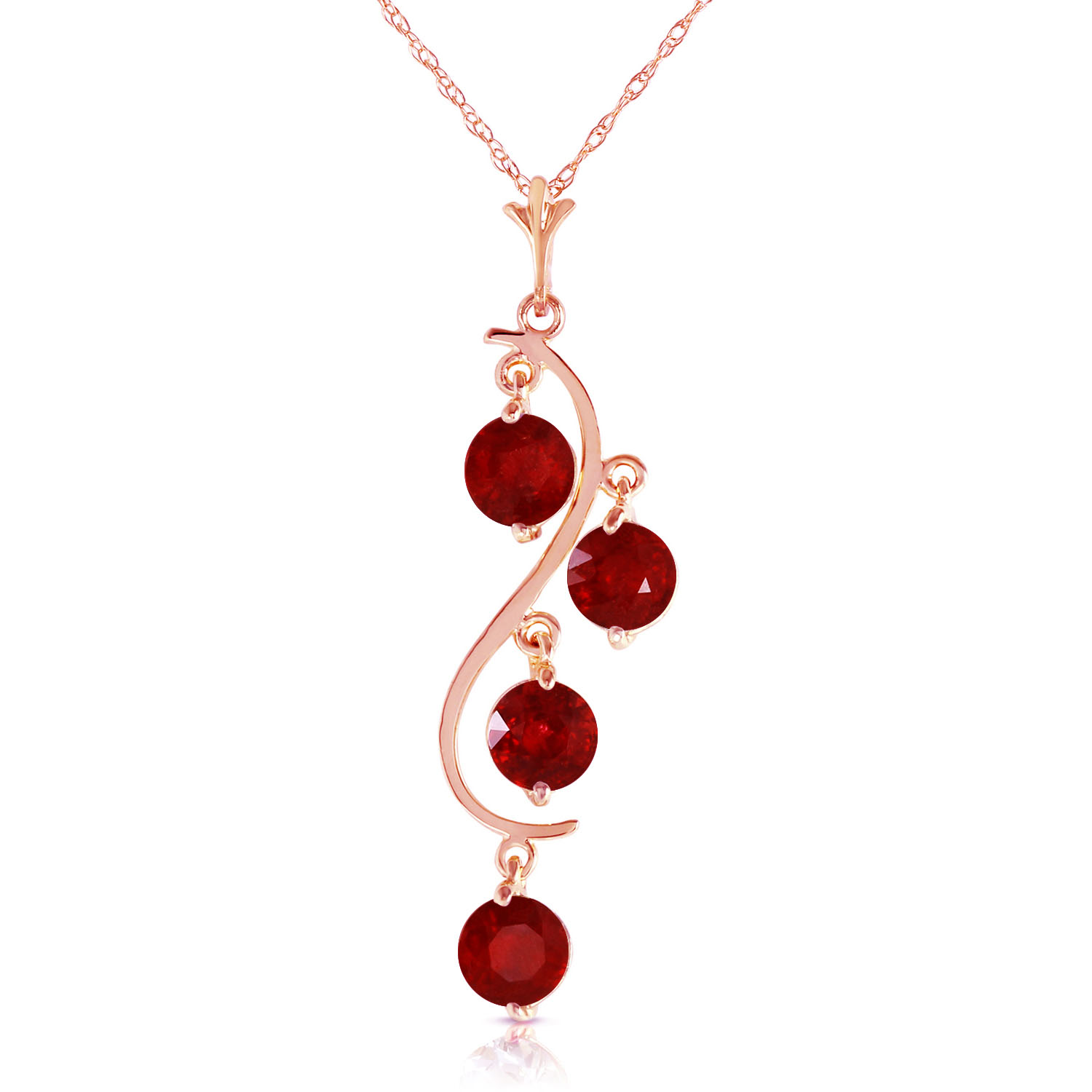 14K Solid Rose Gold Necklace with Natural Ruby
