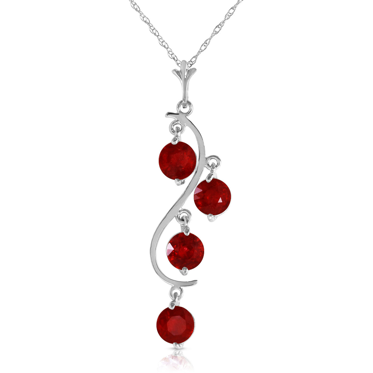 2 CTW 14K Solid White Gold Perks Of Love Ruby Necklace
