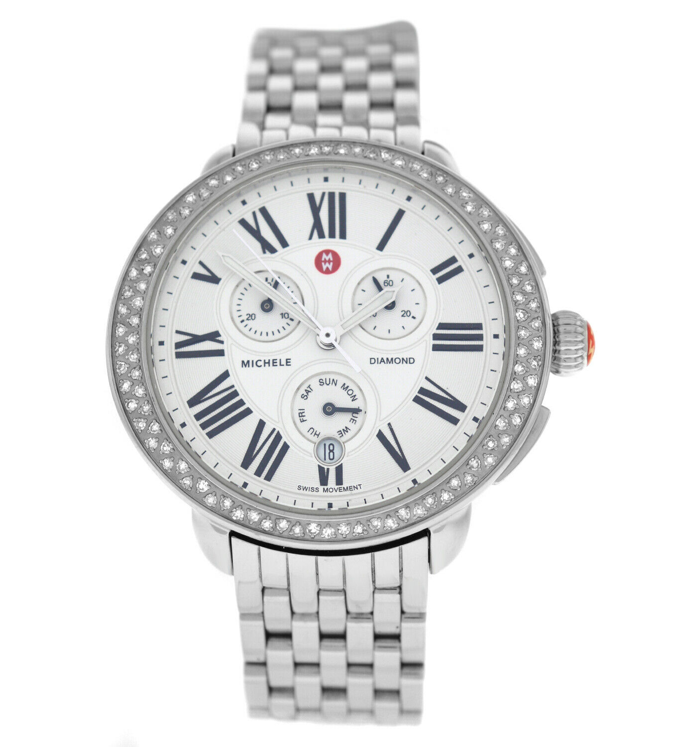 Michele Serein Diamond MW21A01A1966 Ladies Steel Chronograph 41MM Quartz Watch