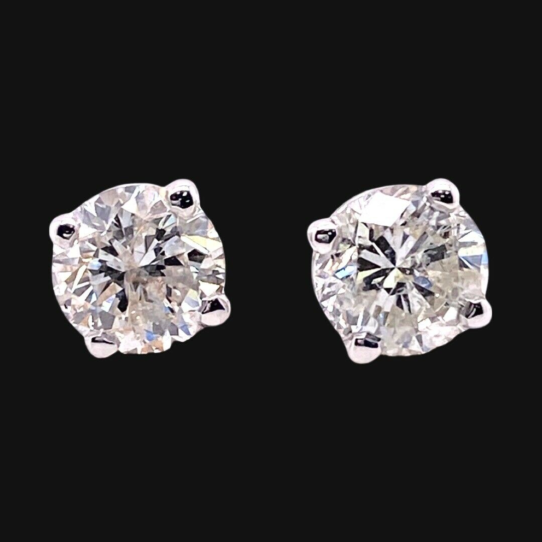 Round Diamonds 1.97 tcw Solitaire Stud Earrings in 14kt White Gold