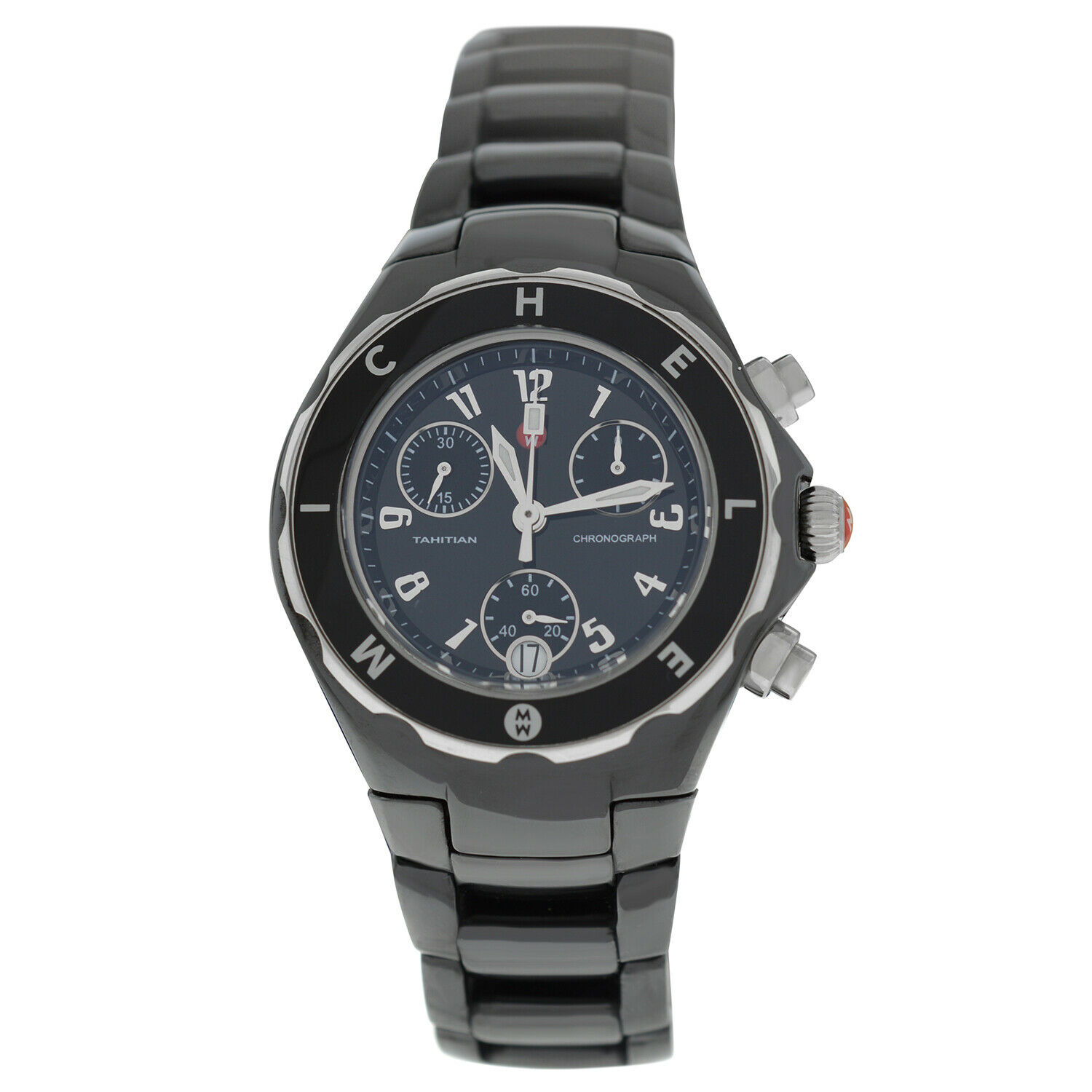 Michele Tahitian Ceramic  Ladies Chronograph Date 34MM Quartz Watch