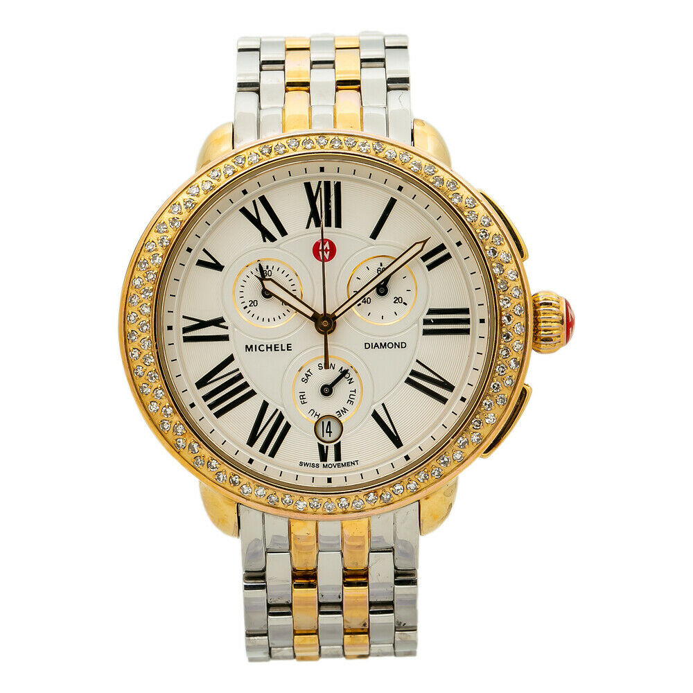MICHELE Serein Diamond Bezel Quartz Ladies Silver Dial 40mm