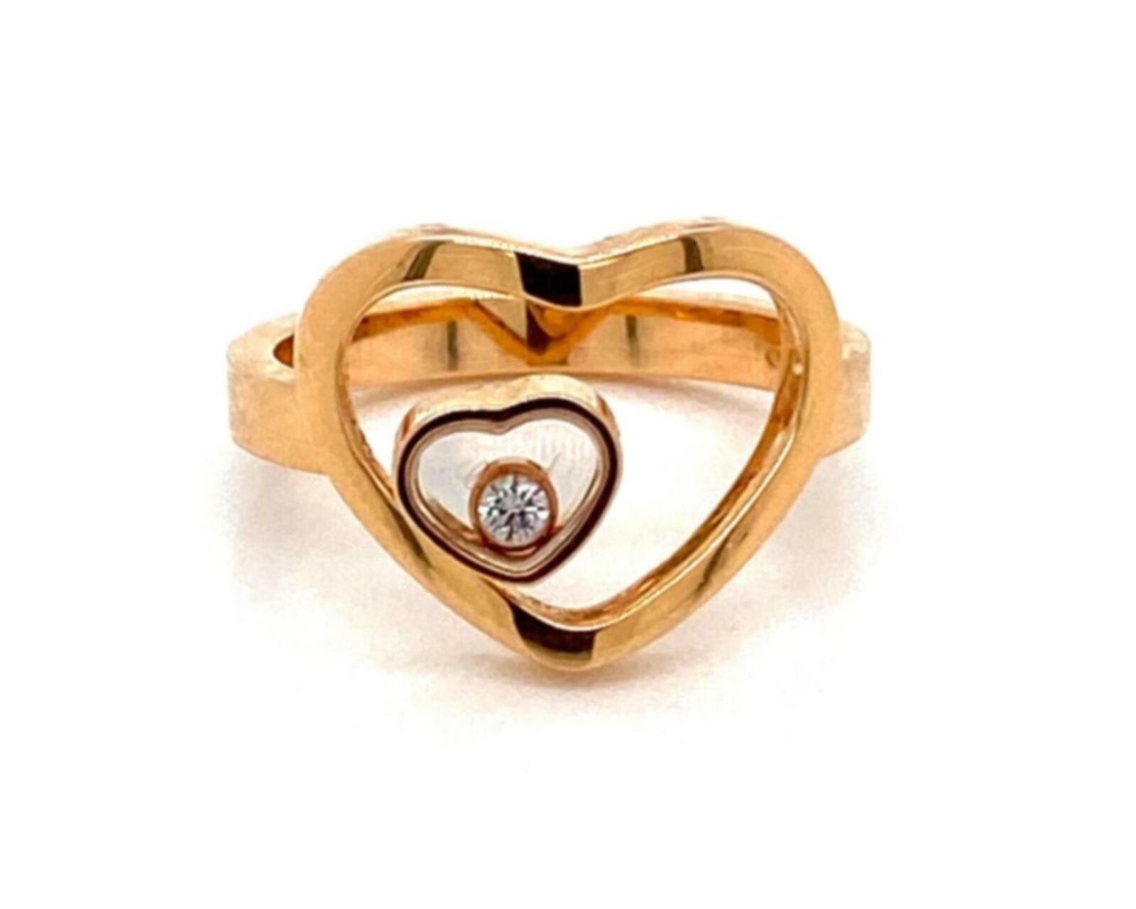 Chopard Happy Diamond 18k Rose Gold Double Heart Ring