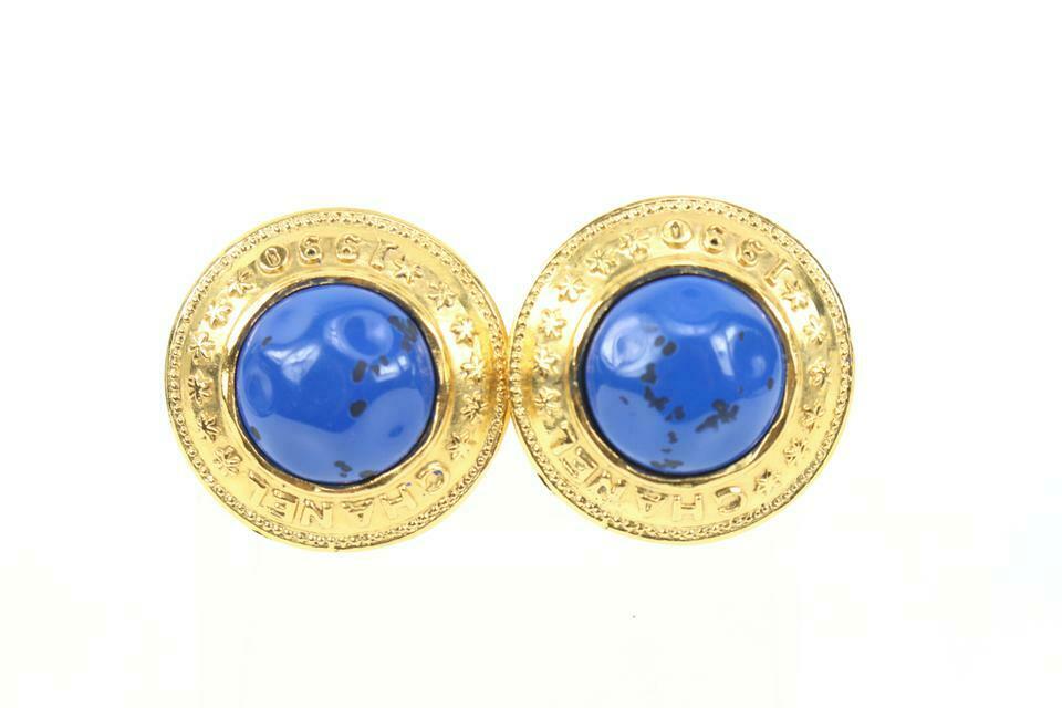 Chanel Gold X Blue Earrings 329sck1