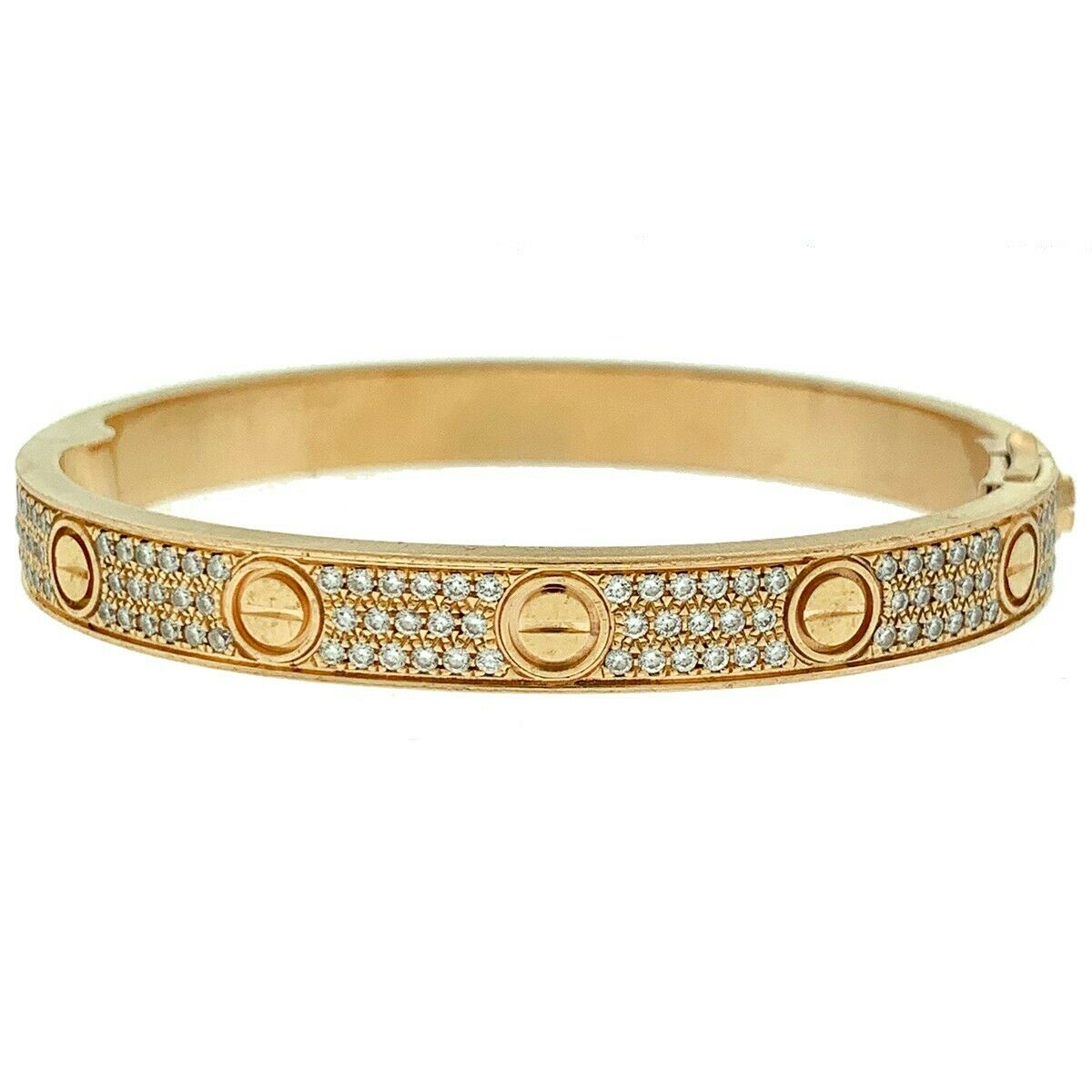 Cartier 18k Rose Gold Factory Diamond Love Bracelet Size 16