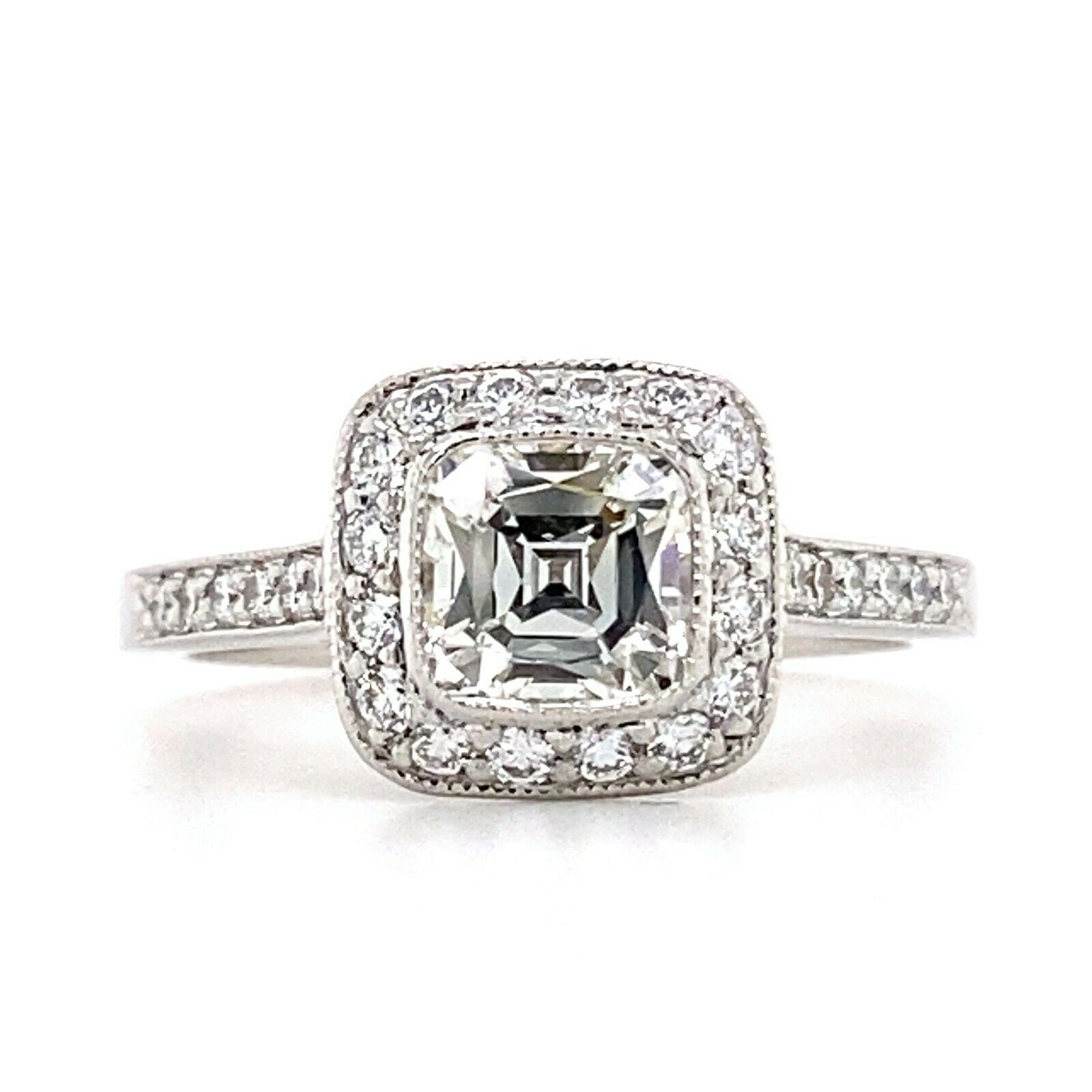 Tiffany  Co. LEGACY Cushion Diamond 1.33 tcw Halo Engagement Ring Platinum