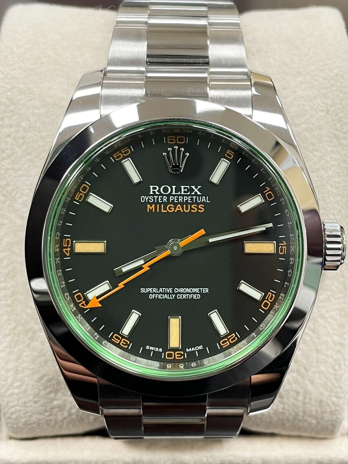 Rolex Milgauss 116400GV Green Crystal Stainless Steel