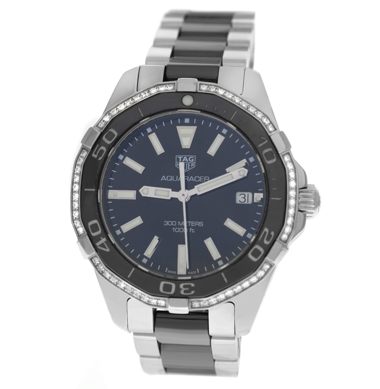 Tag Heuer Aquaracer   Ladies Diamonds Steel Date 36MM Quartz Watch