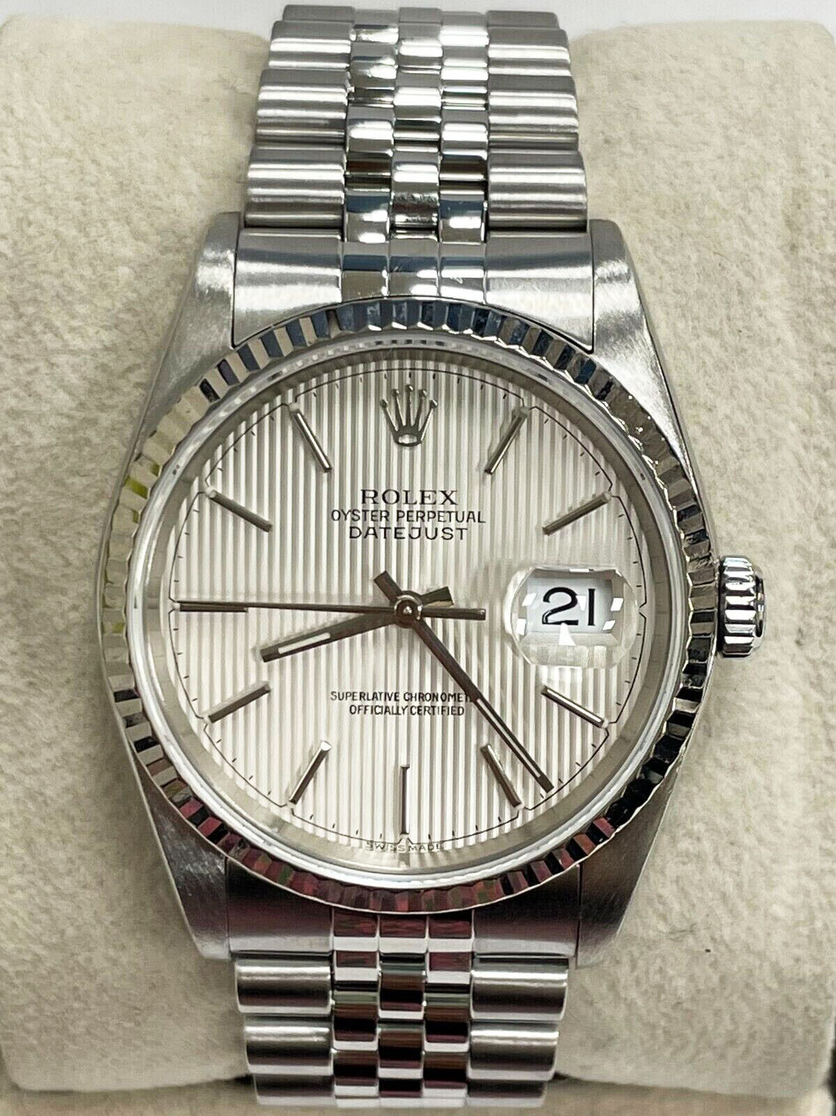 Rolex Datejust Silver Tapestry Dial Stainless Steel