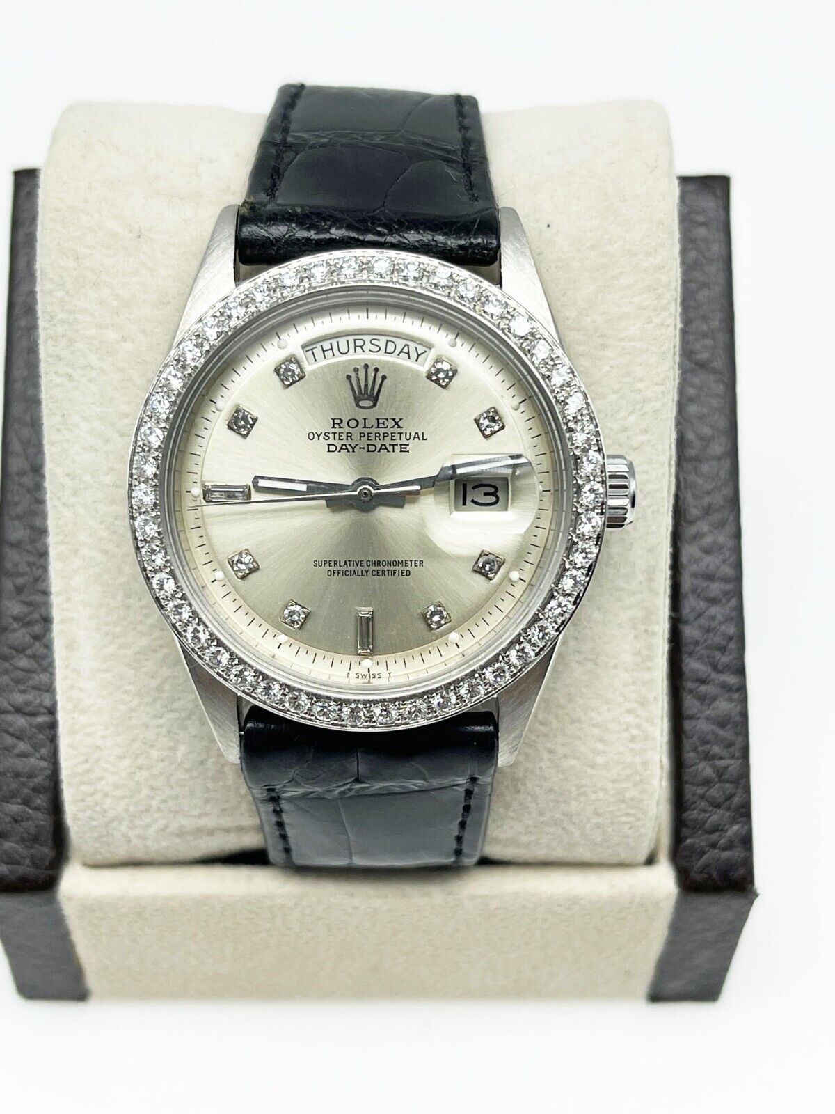 Vintage Rolex  Platinum President Day Date Diamond Dial Diamond Bezel
