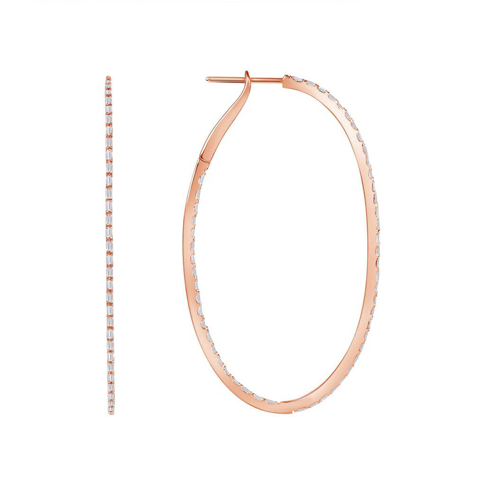 True Diamonds in 18K Rose Gold 50 mm Height  Hoop Earrings