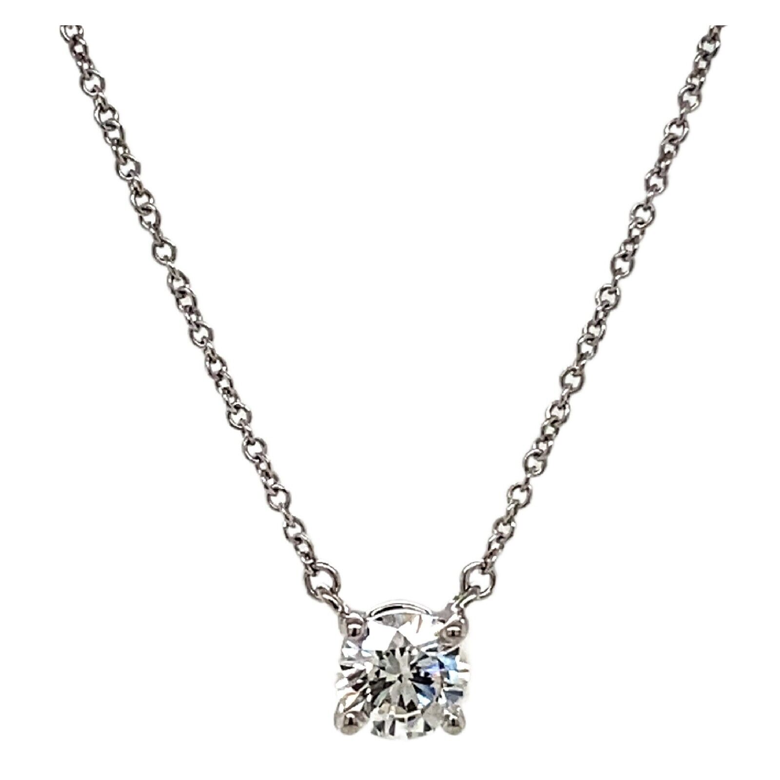 Tiffany  Co Round Diamond 0.67 cts H VS2 Solitaire Necklace in Platinum
