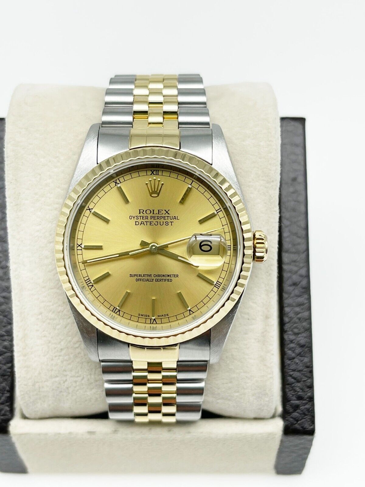 Rolex Datejust 16233 Champagne Dial 18K Yellow Gold Stainless Steel