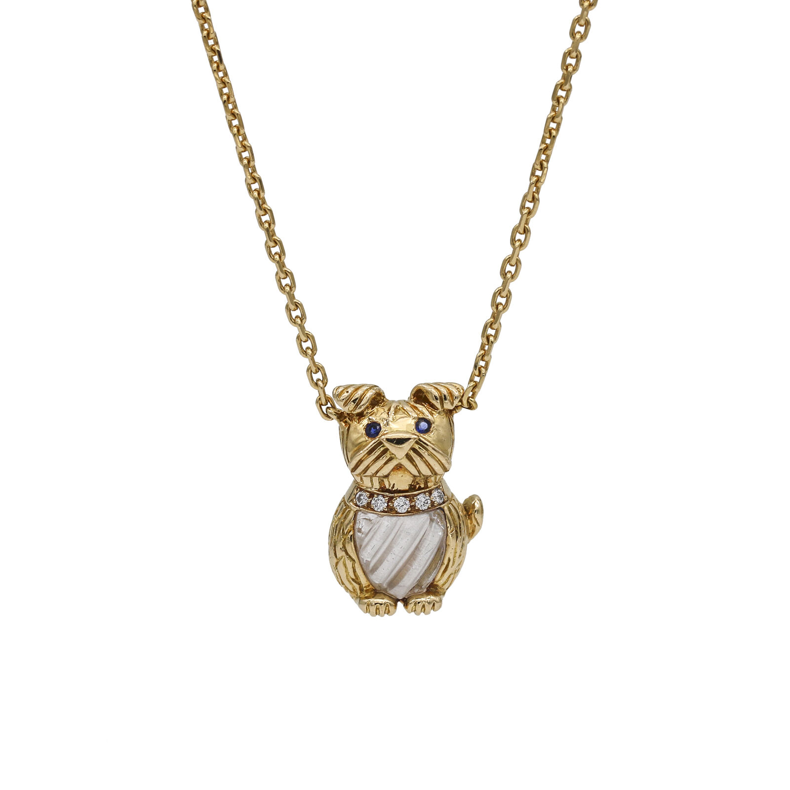 Boucheron 18k Gold Dog Necklace with Sapphires and Diamonds