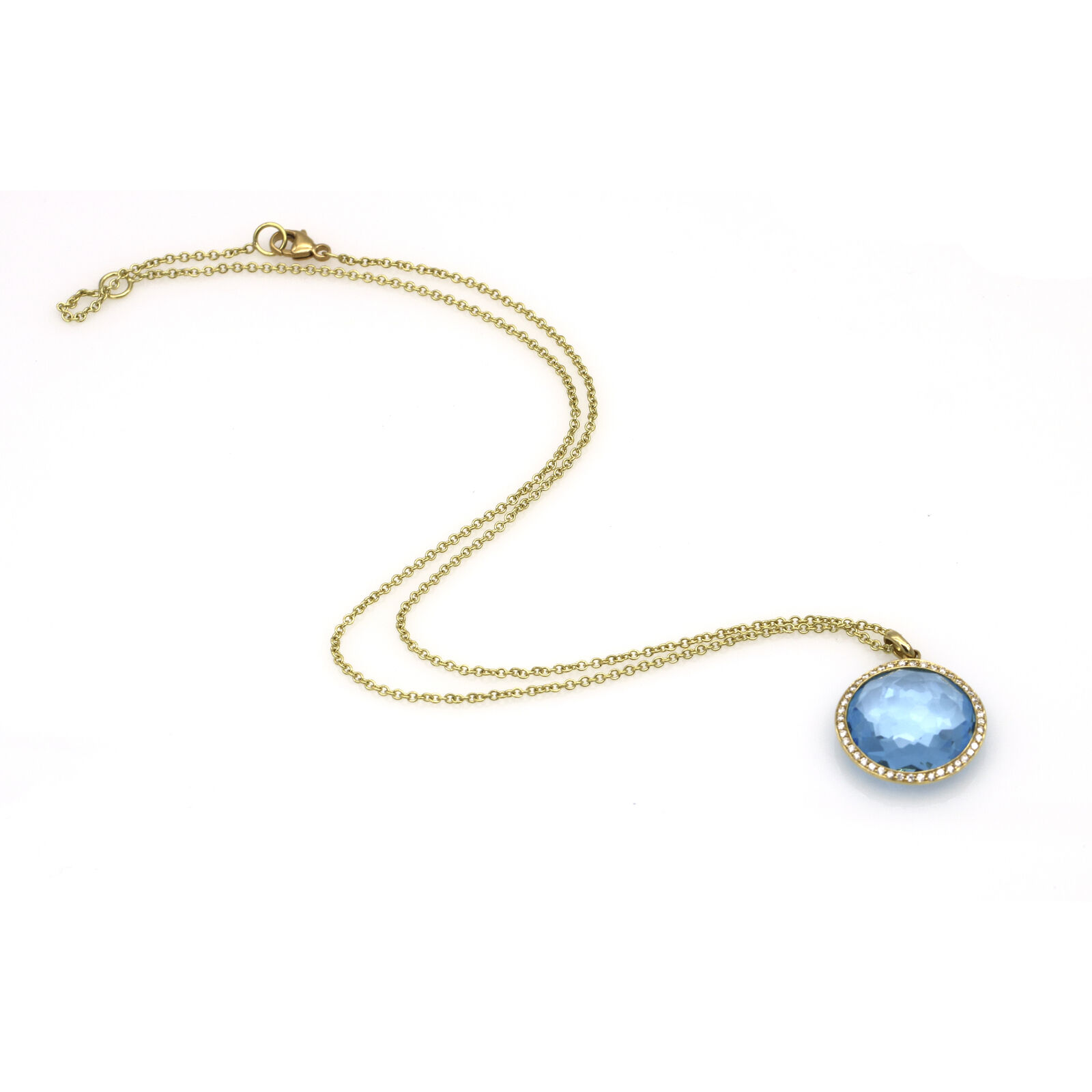 Ippolita 18k Gold Rock Candy Blue Topaz Diamond Lollipop Necklace