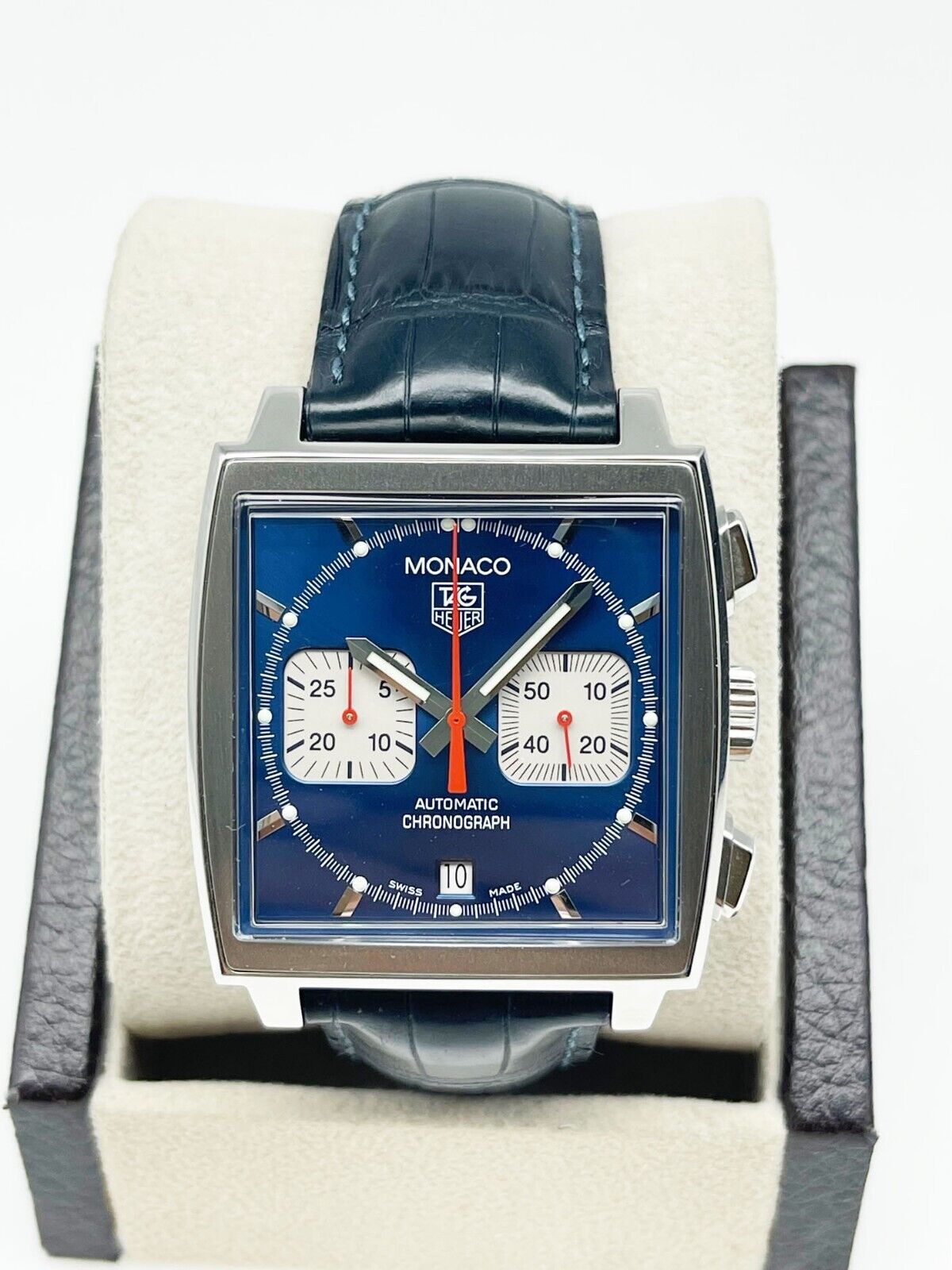 Tag Heuer Monaco CW2113-0 Autochrono Blue Dial Steel Leather