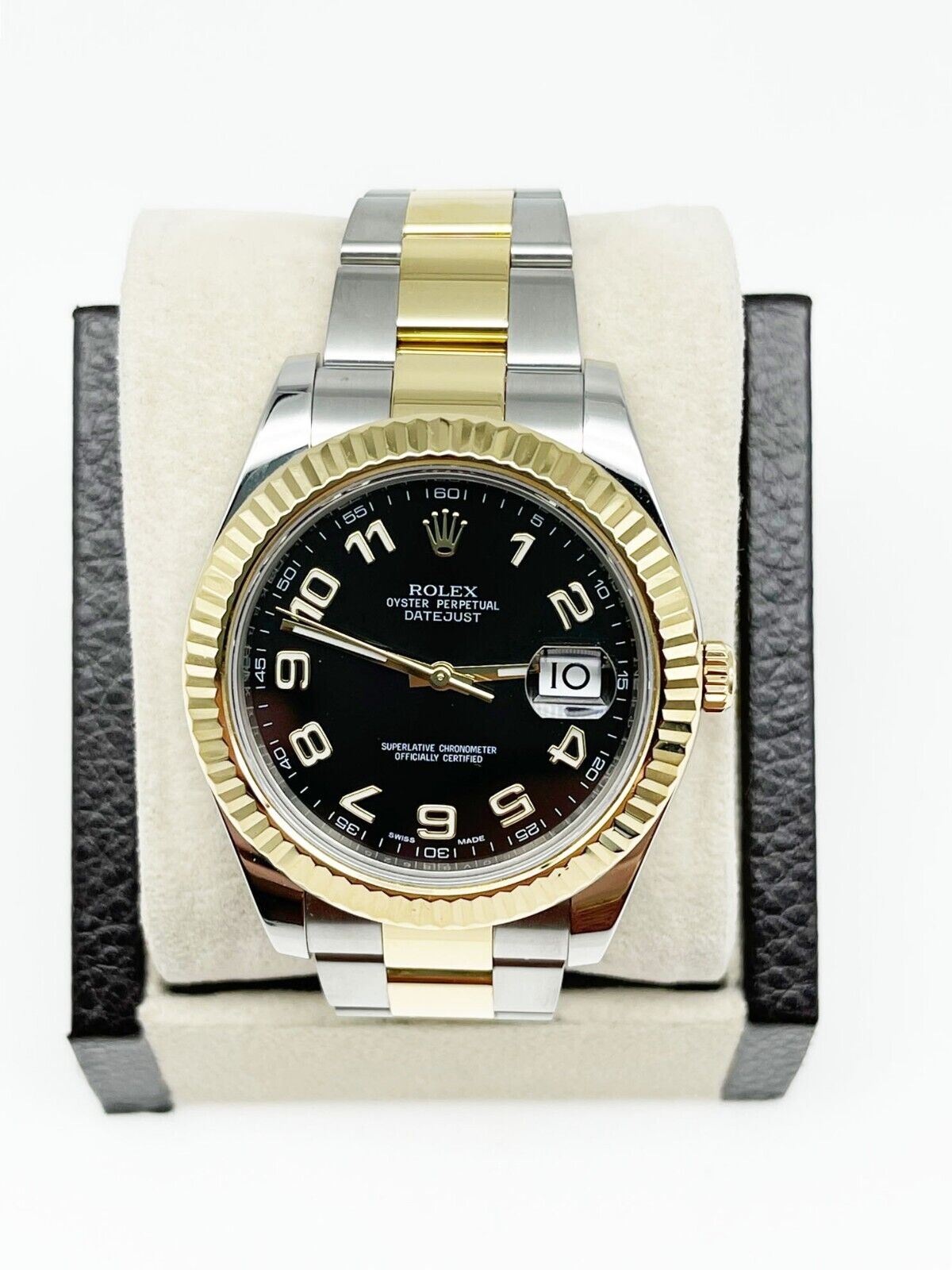 Rolex 116333 Datejust 41 Black Arabic Dial 18K Yellow Gold Steel