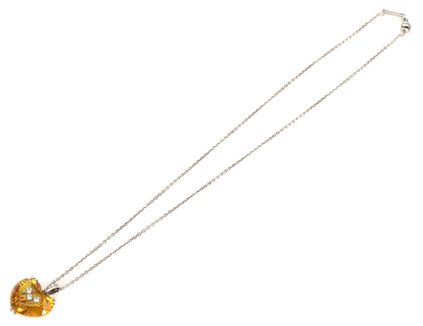 Chopard Happy Diamond Yellow Stone Heart 18k White Gold Pendant w/Cert