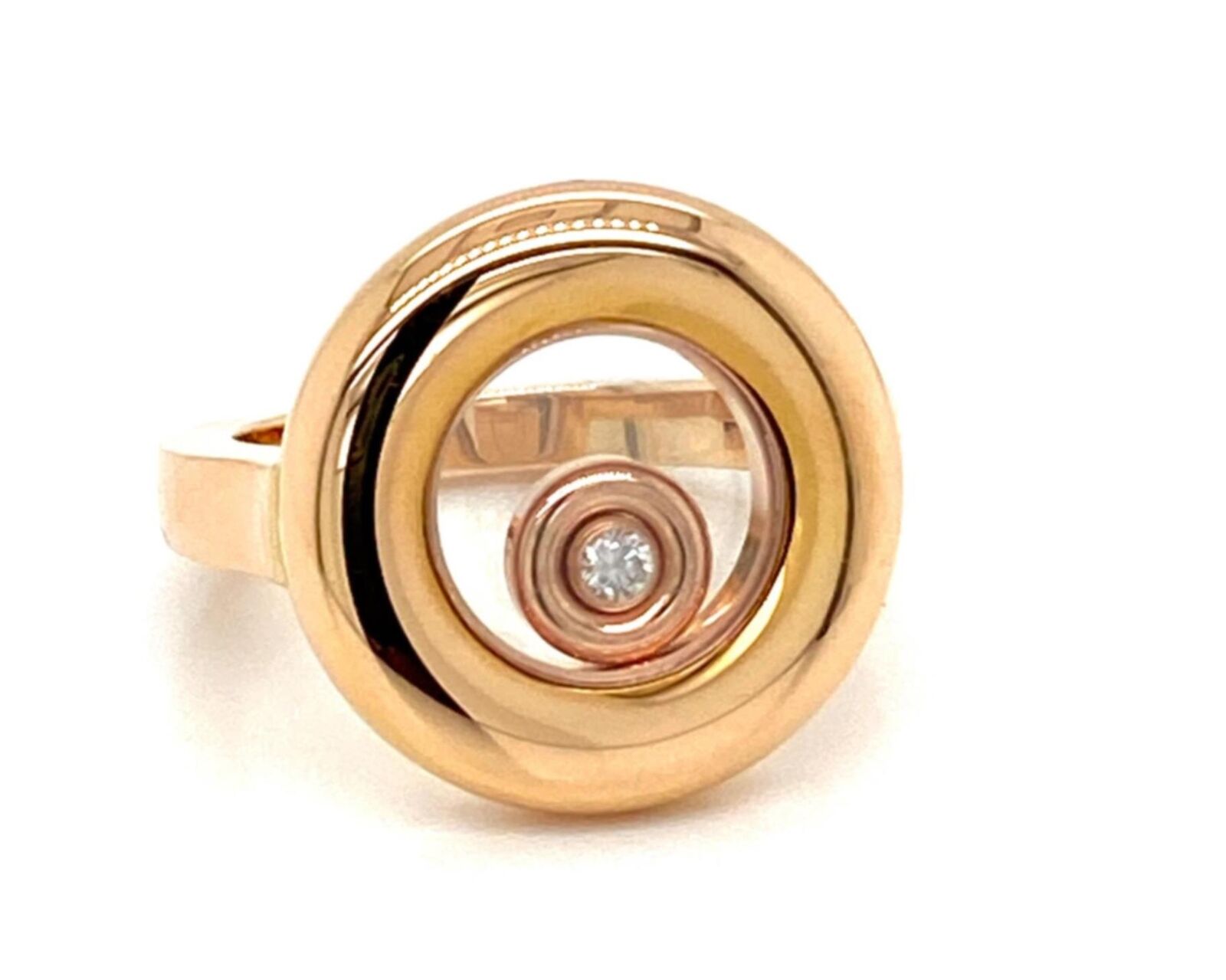 Chopard Happy Diamond 18k Rose Gold Round Floating Diamond Ring