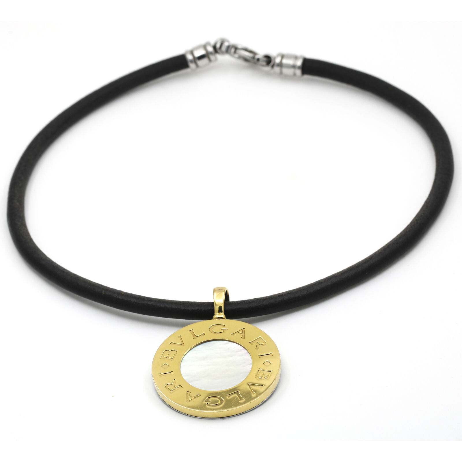 Women's Bvlgari Mother of Pearl Onyx Reversible Pendant Choker Necklace