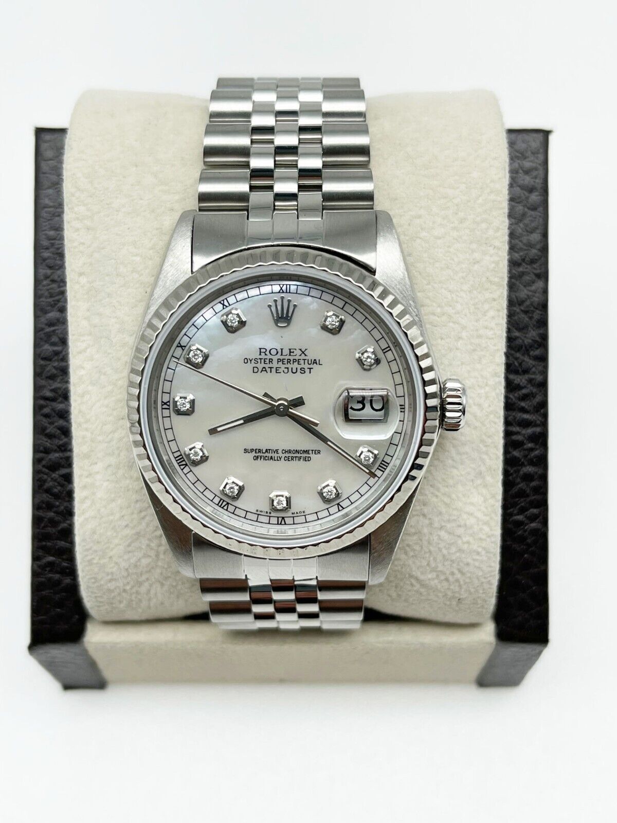 Rolex Datejust  White MOP Diamond Dial 18K White Gold Stainless Steel