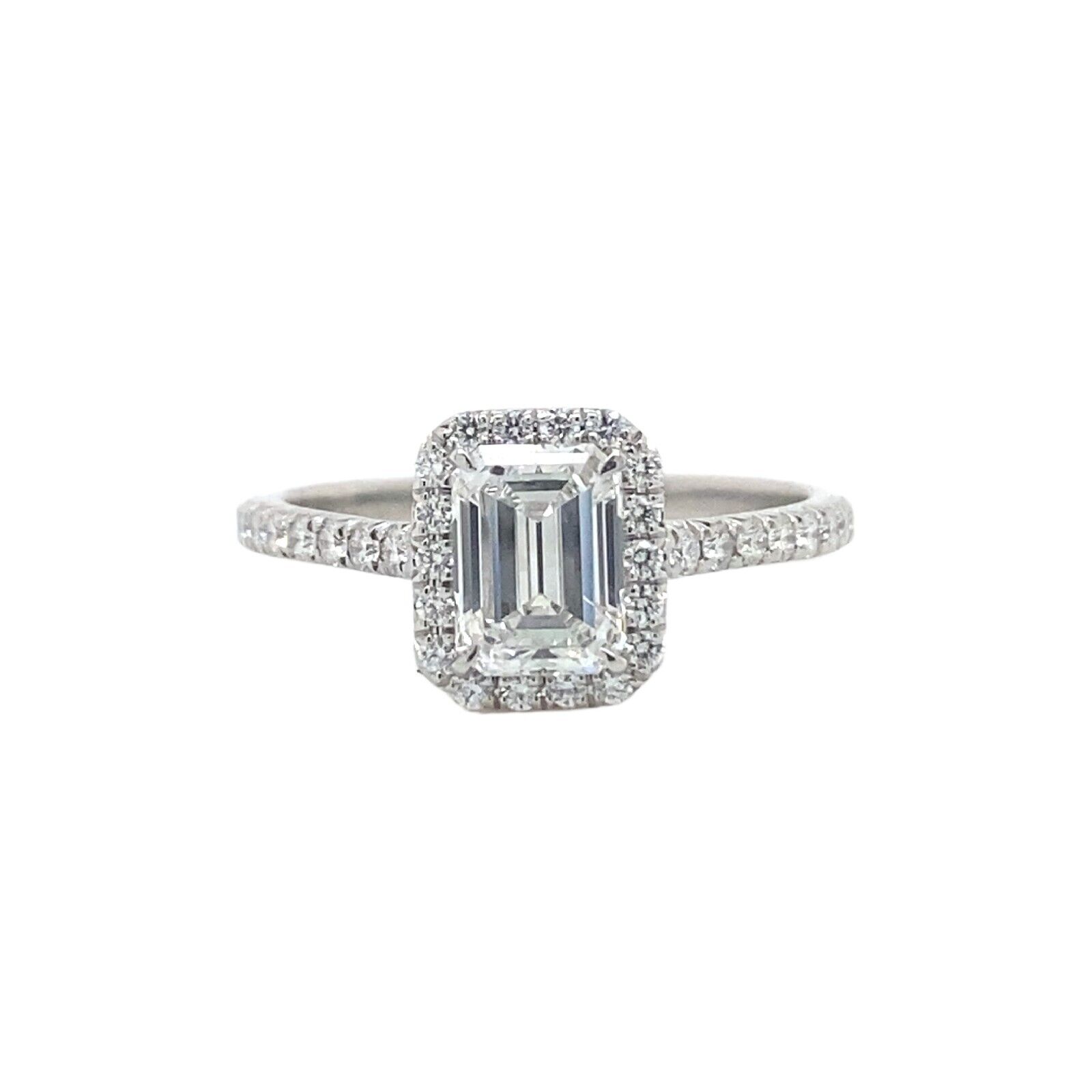 Tiffany  Co Soleste Emerald Diamond   Engagement Ring Plat GIA