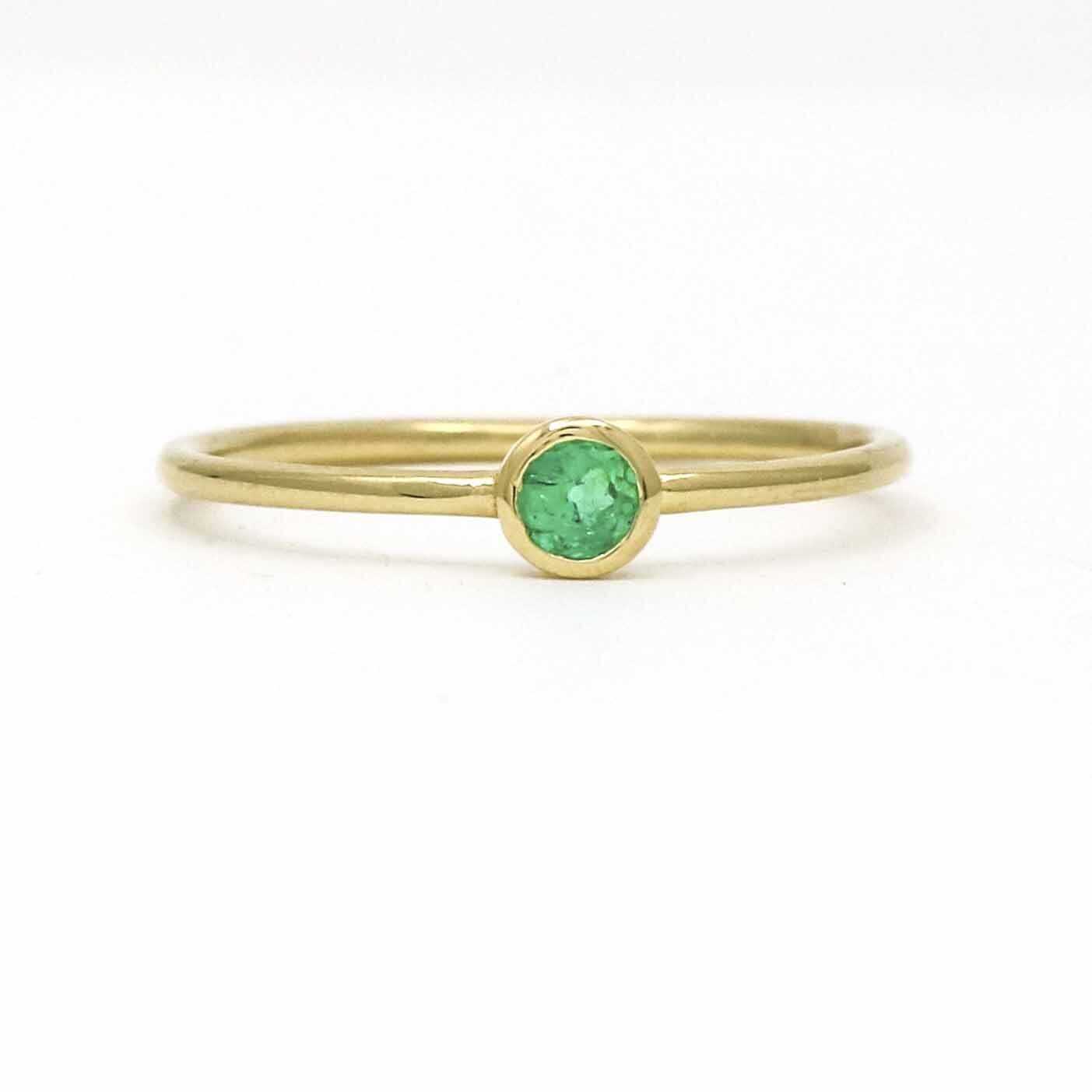 Jennifer Rivera Aros Single Gemstone Stackable Ring in 18k Yellow Gold