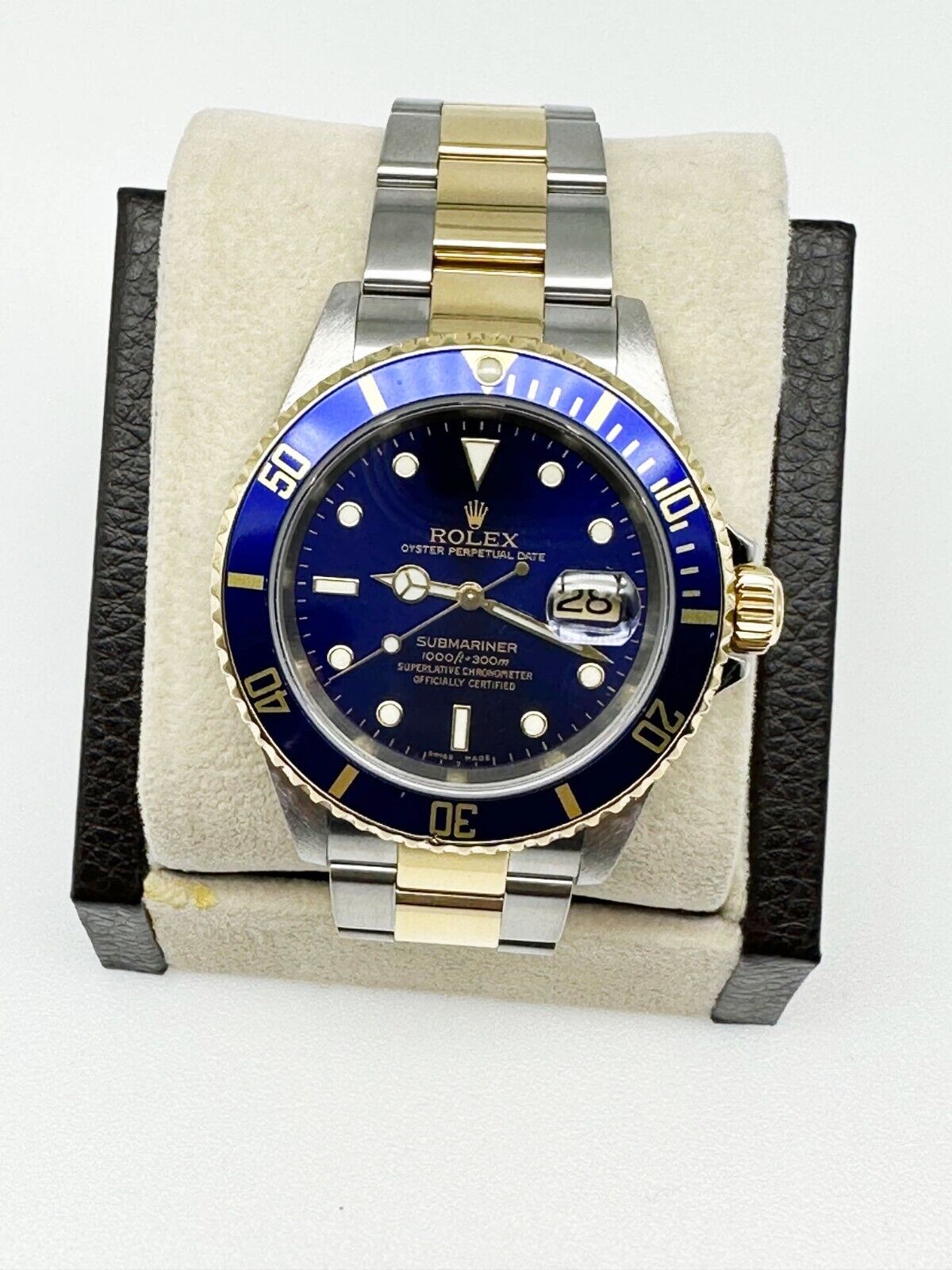 Rolex Submariner 16613 Blue Dial Bezel 18K Yellow Gold Steel