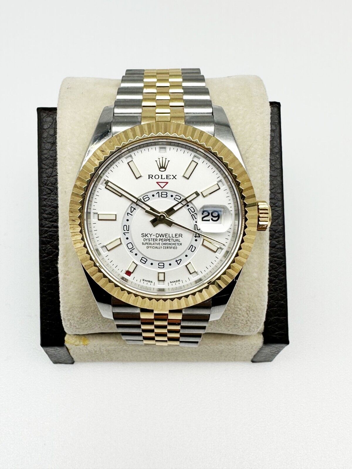Rolex 2021 Sky Dweller 326933  White Dial 18K Yellow Gold Steel