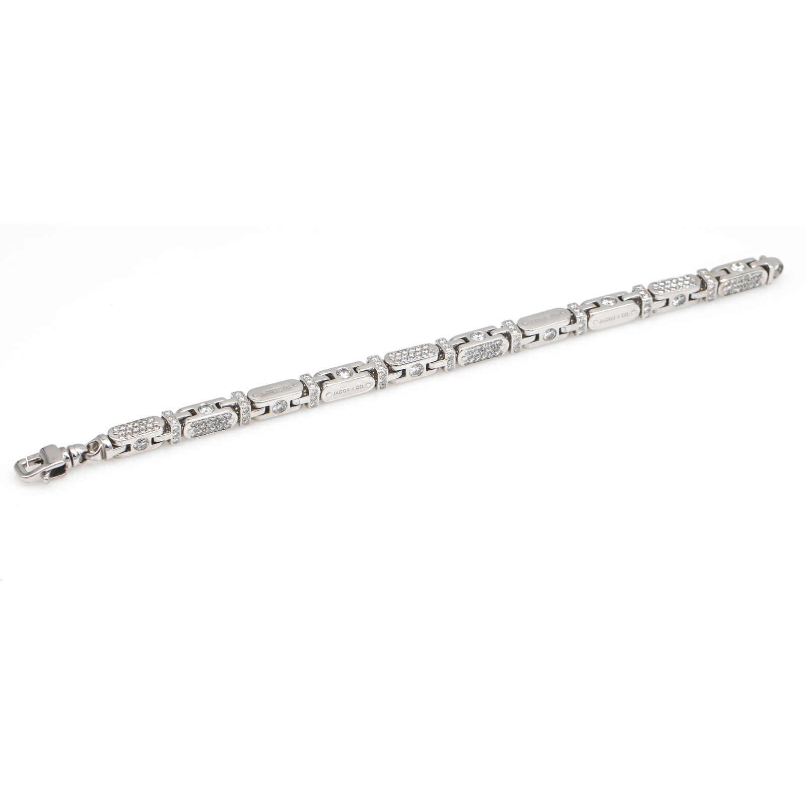 Jacob  Co. Diamond Capsule Fancy Link Bracelet in 18k White Gold