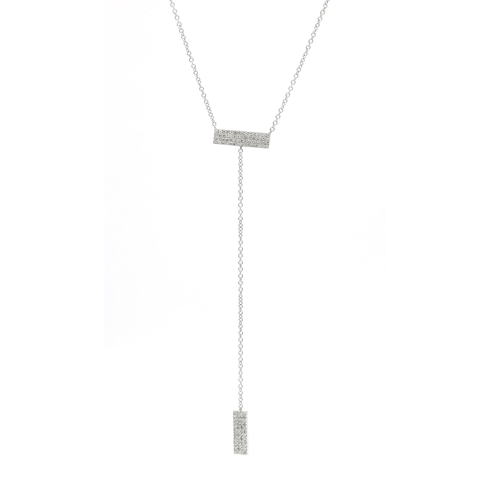 Meira T Pave Diamond Bar Y Drop Necklace in 14k White Gold