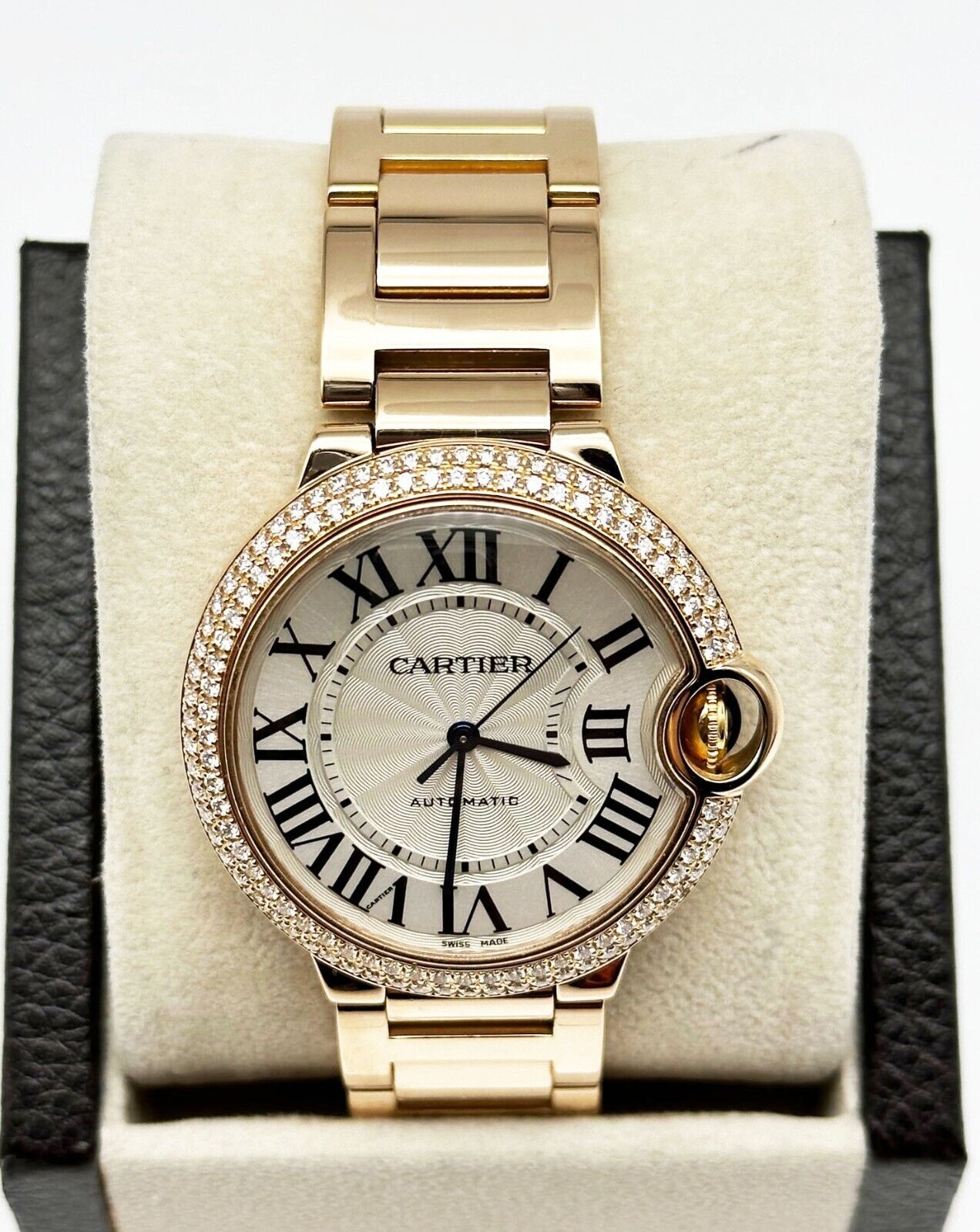 Cartier  Ballon Bleu Original Diamond Bezel  Roman Dial  Rose Gold