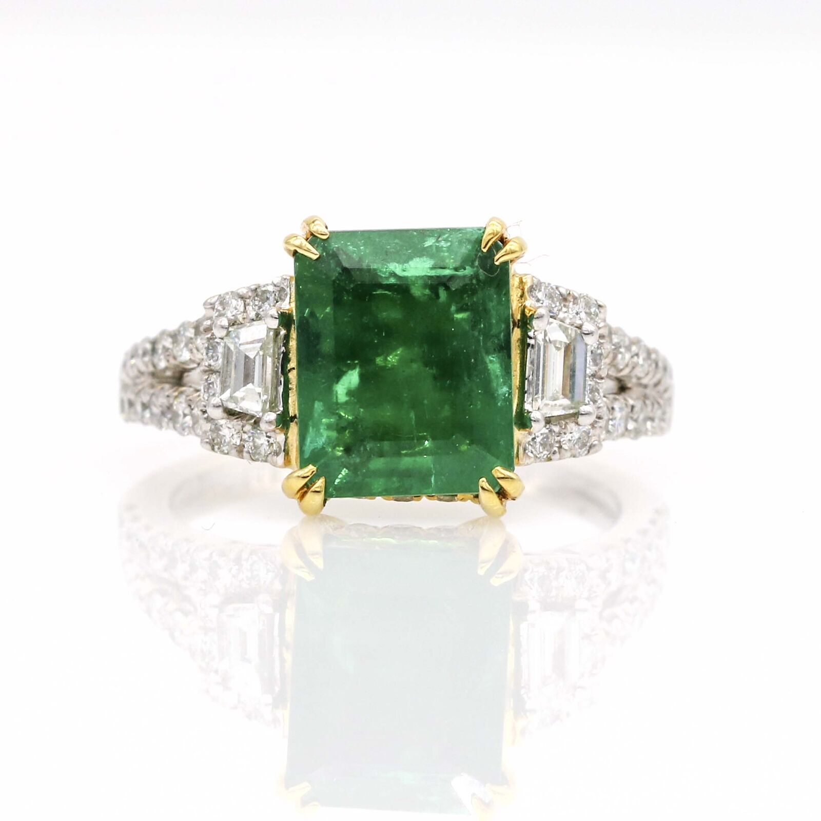 Women's Ed.B Emerald Diamond Ring in 18k Yellow and White Gold