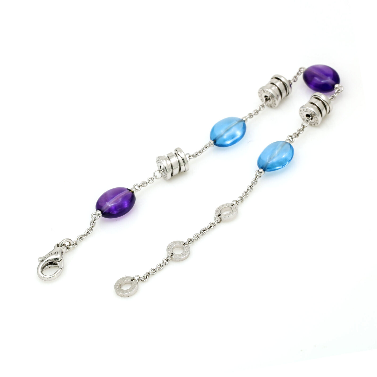 Bvlgari B.Zero1 18K White Gold Bracelet With Blue Topaz And