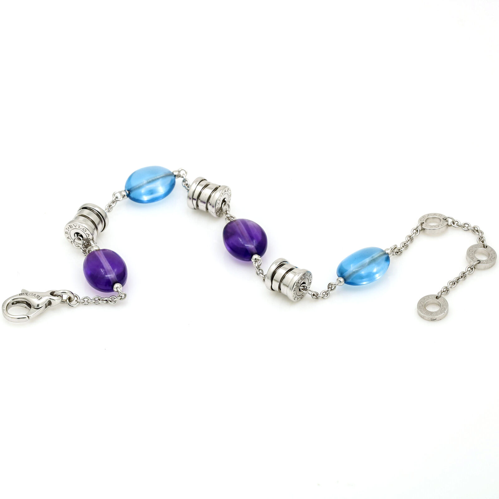 Bvlgari B.Zero1 18K White Gold Bracelet With Blue Topaz And